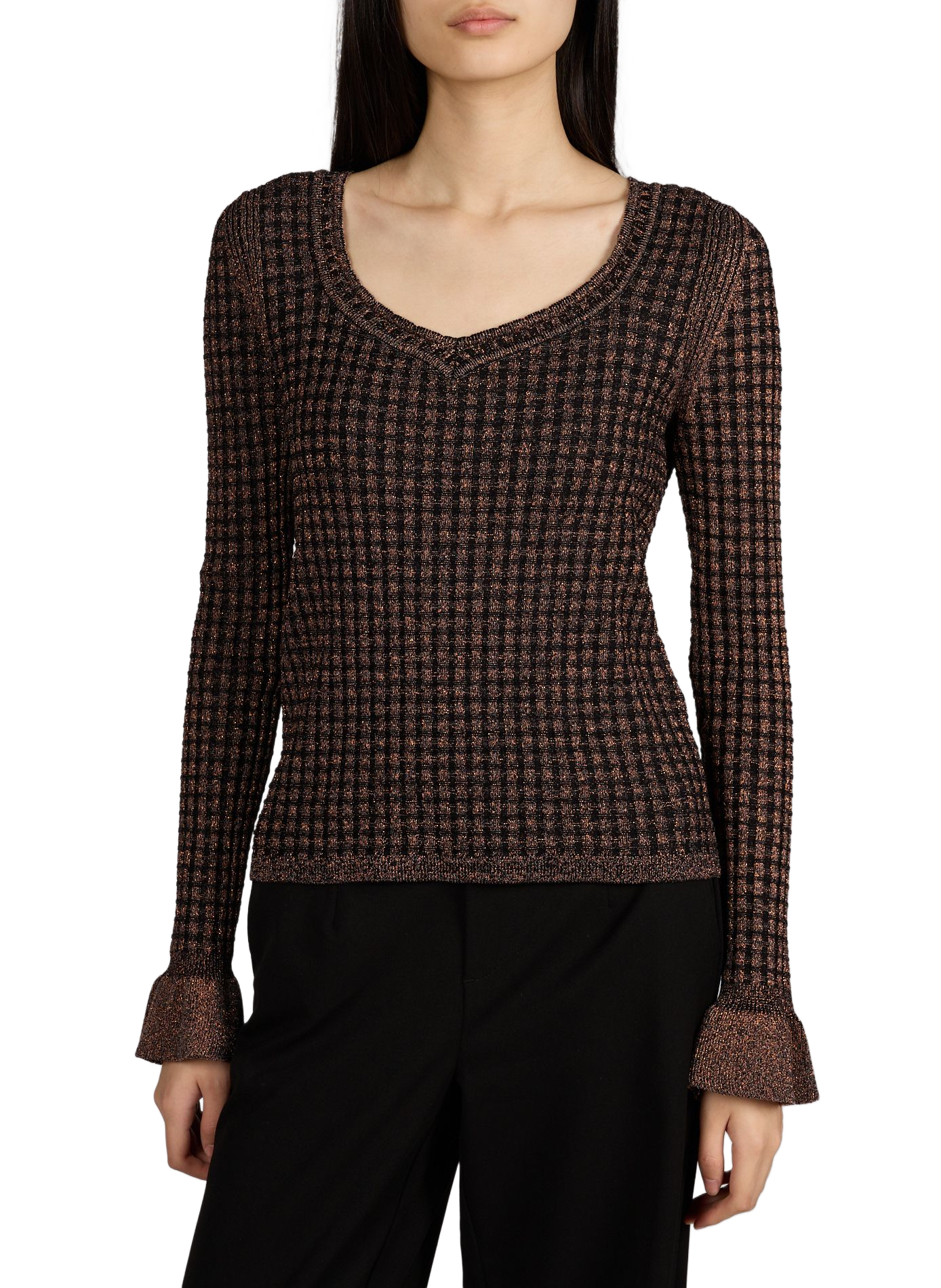 Checked knit sweater OBJECT Black