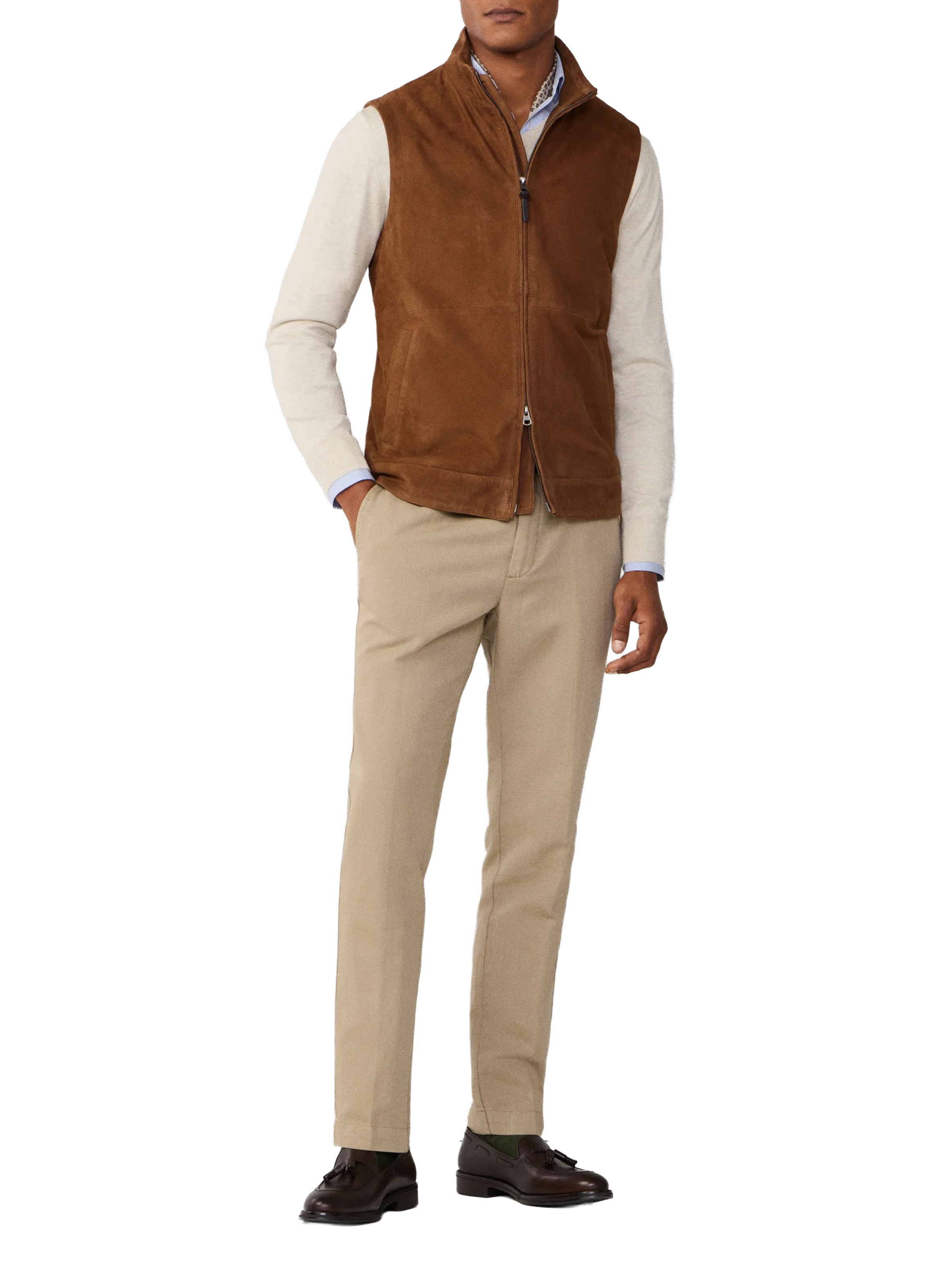 Kensington slim chino pants in linen and cotton HACKETT Beige