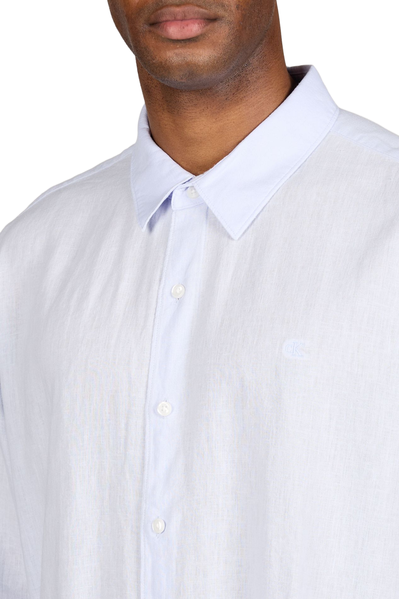 Straight shirt in mixed linen CALVIN KLEIN Blue