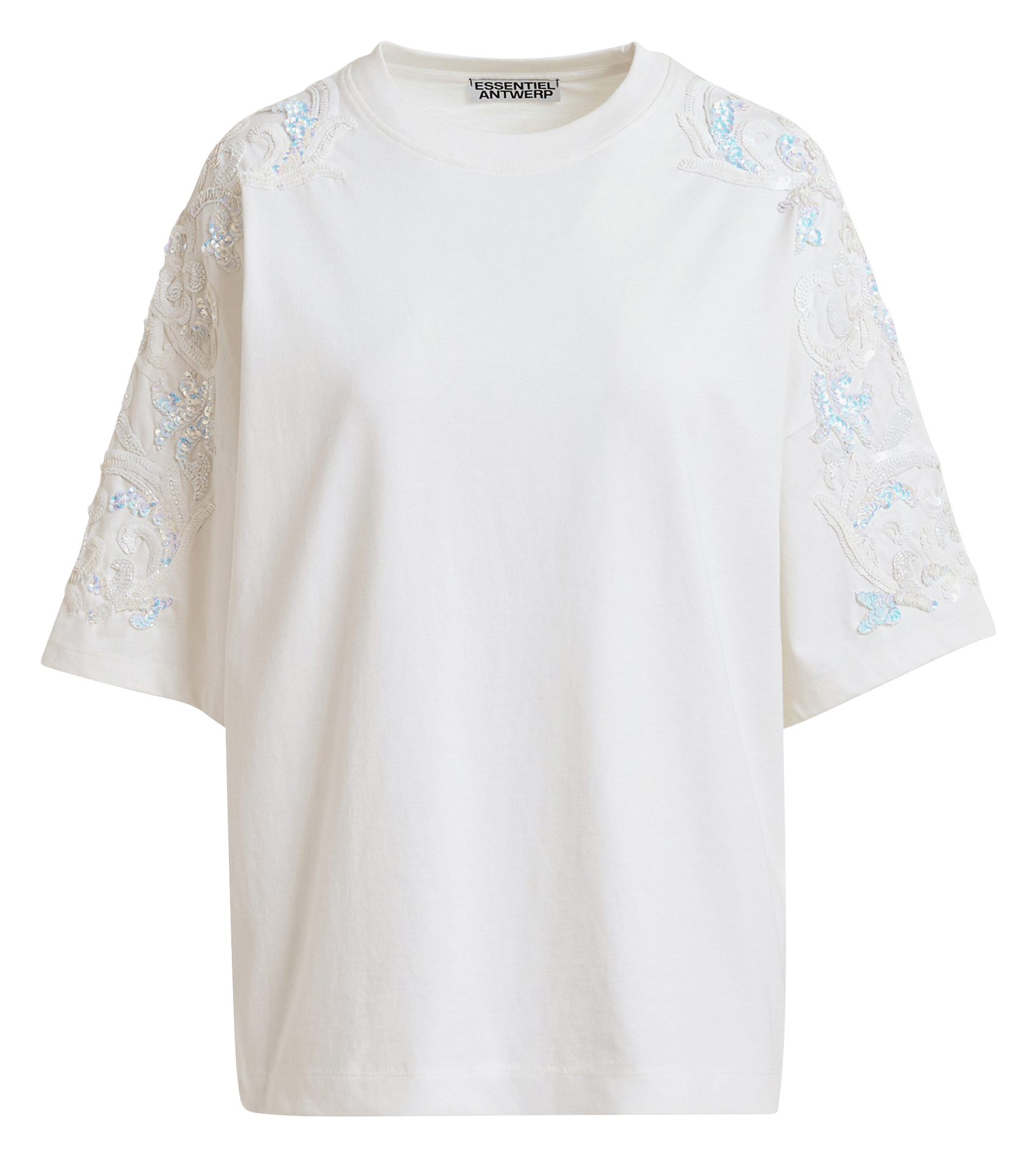 Tee-shirt ample à perles jangoo Blanc