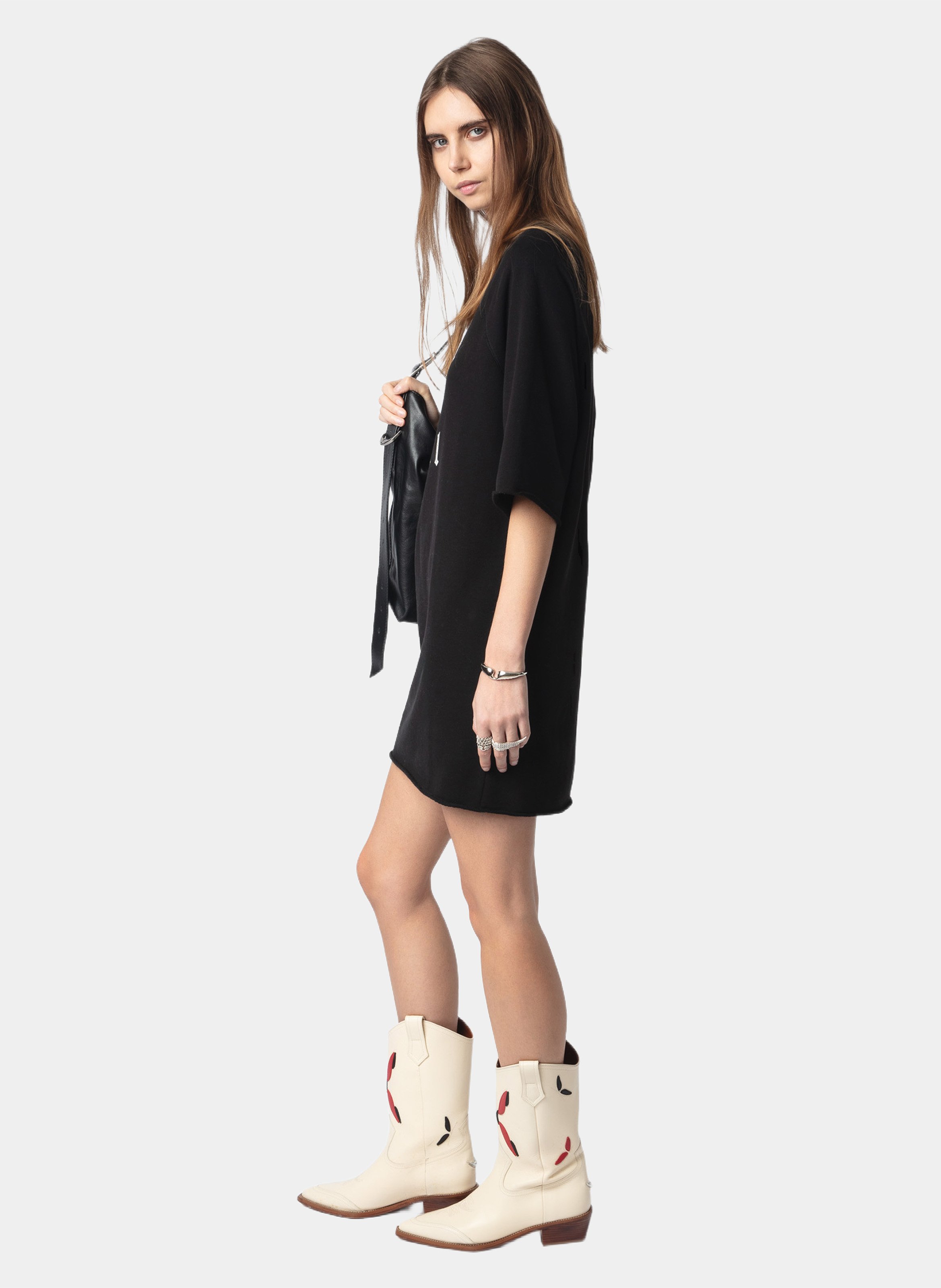 Kurzes T-Shirt-Kleid mit Aufschrift "Grace" ZADIG&VOLTAIRE Schwarz
