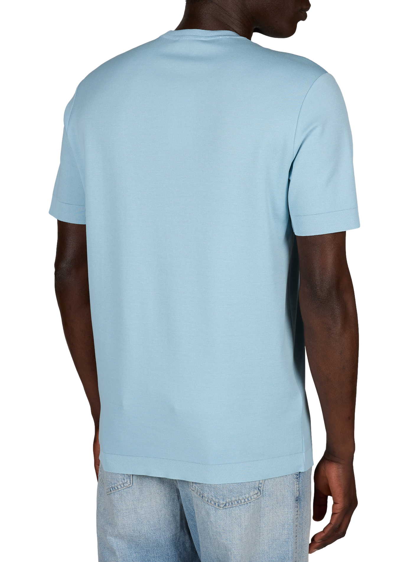 T-Shirt aus Baumwolle in einfarbigem geradem Schnitt ETON Blau