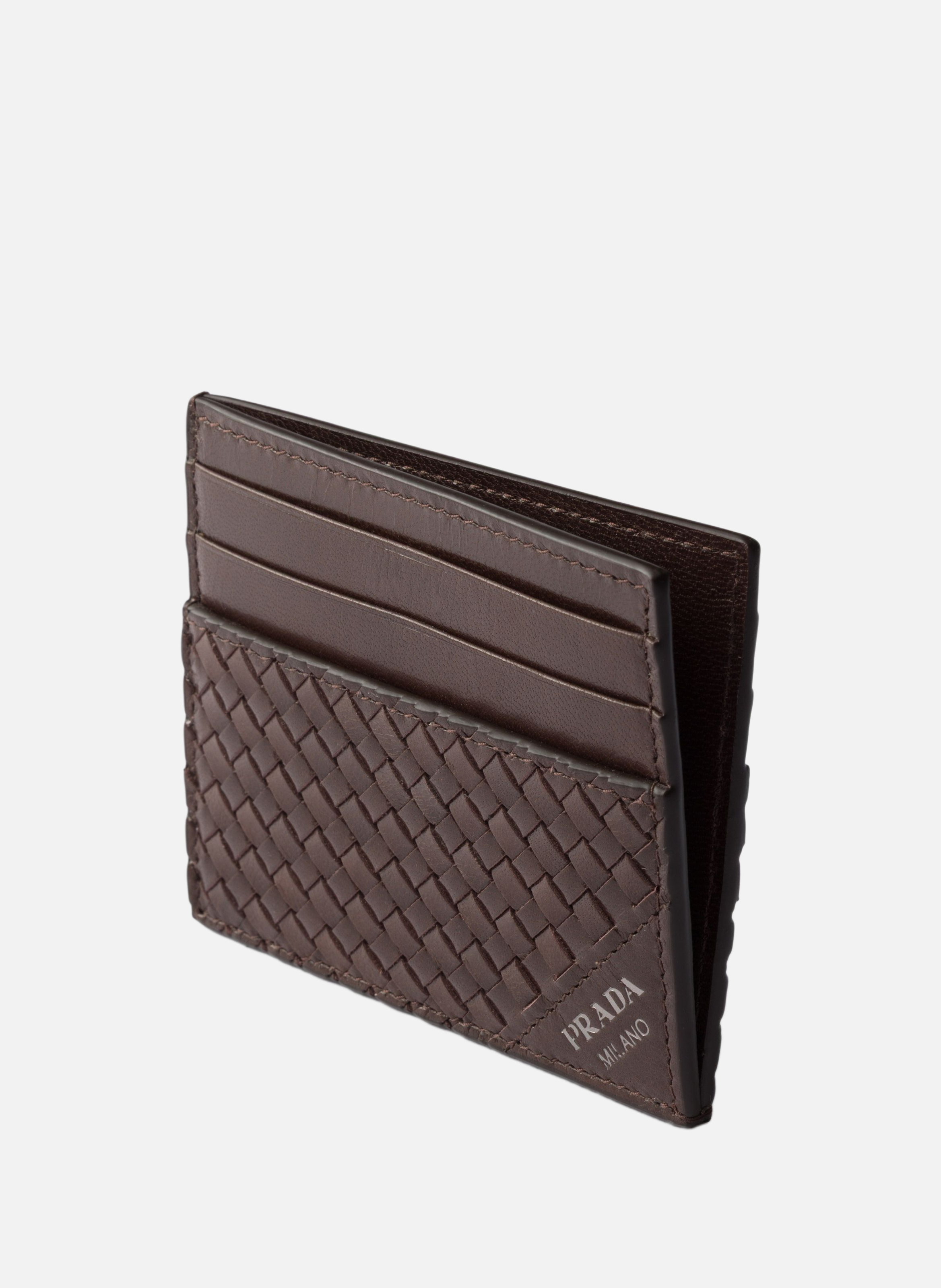Porte-cartes en cuir PRADA Marron