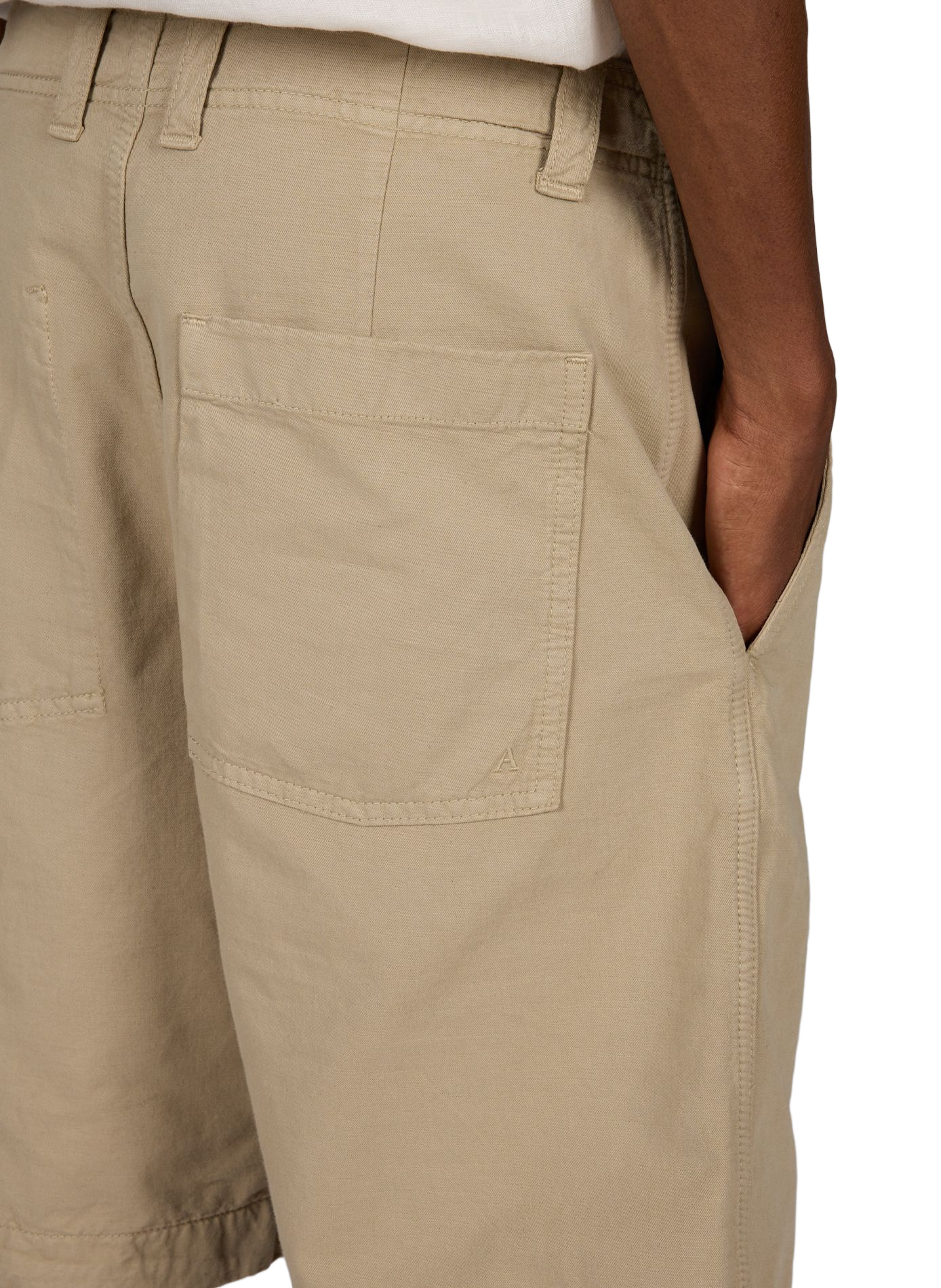 Kurzes, weites Baumwoll- und Leinenhemd ANNARR Beige