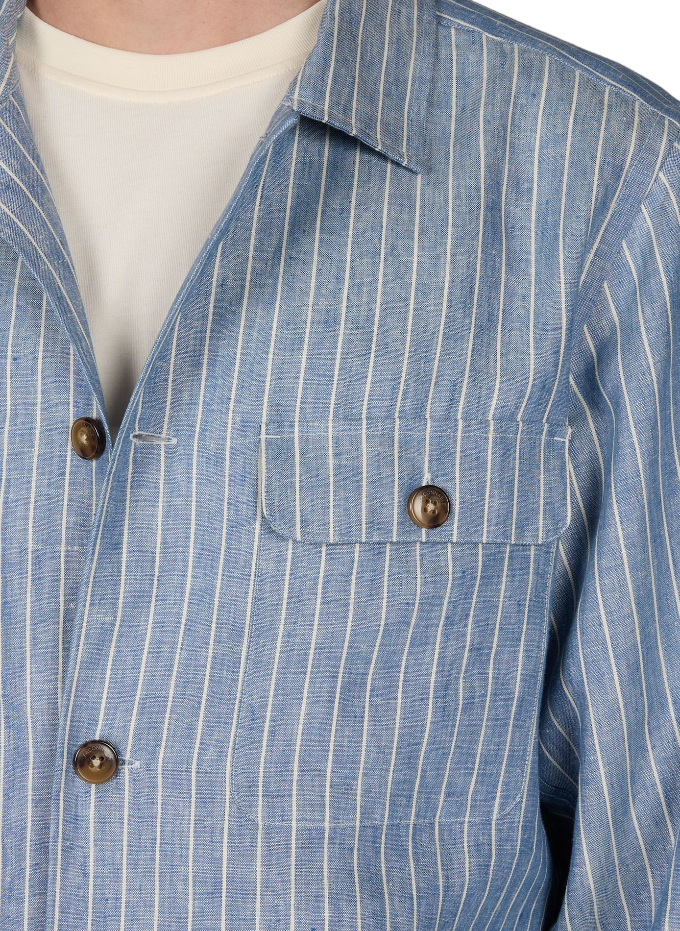 Striped straight linen shirt FACONNABLE Blue