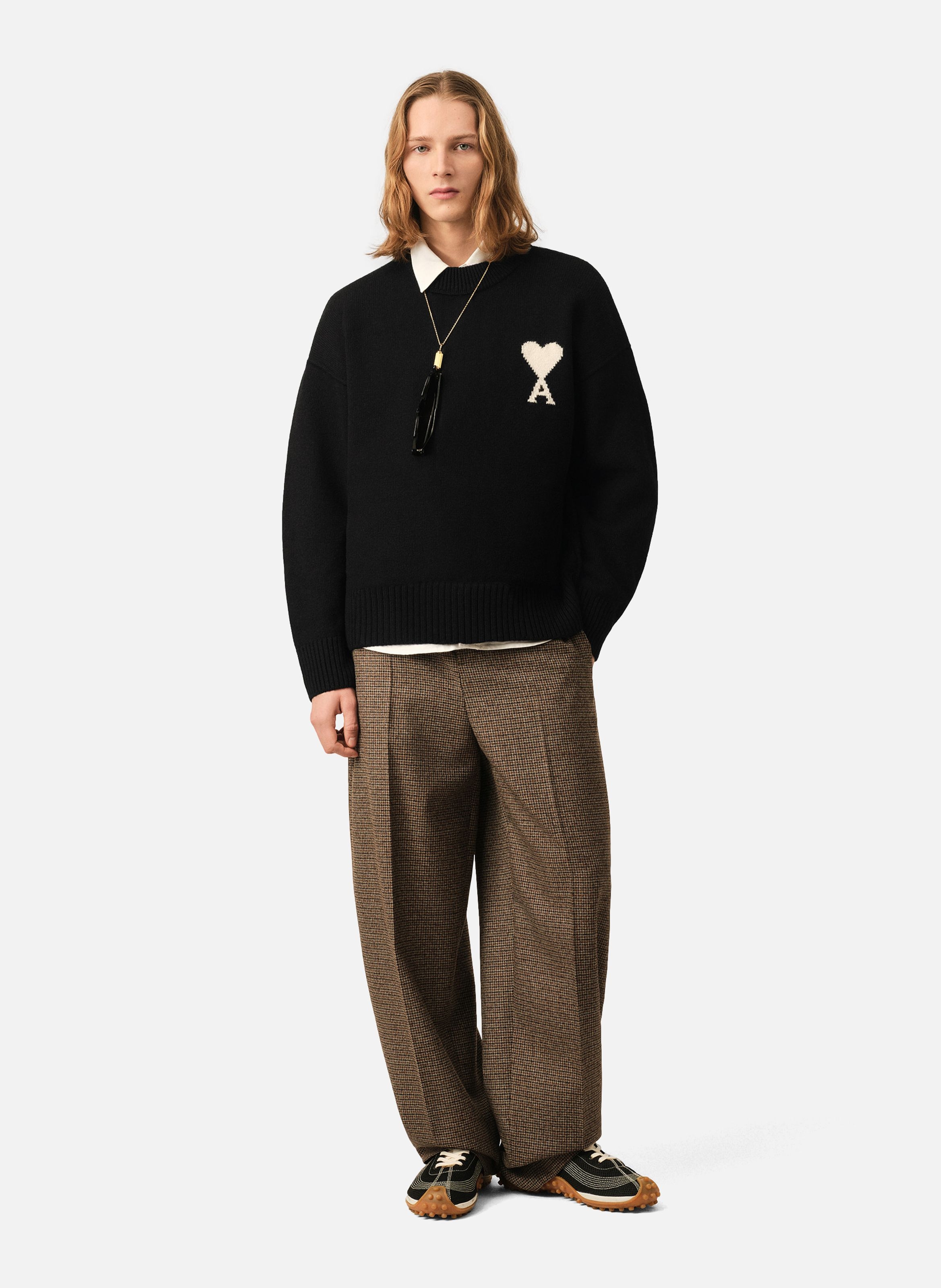 Pull unisexe en laine ami de coeur AMI PARIS Noir