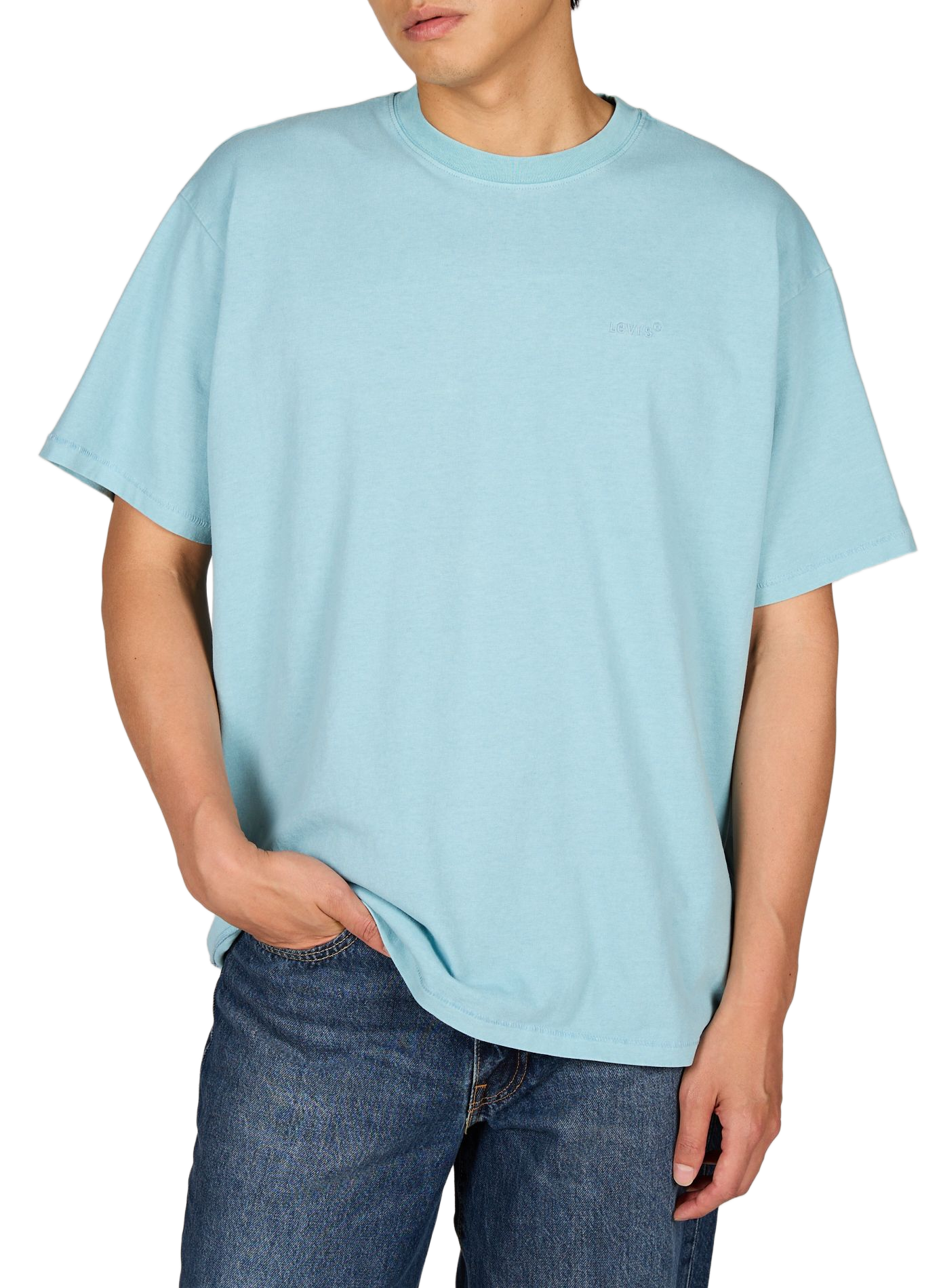 T-shirt droit uni en coton LEVI'S Bleu