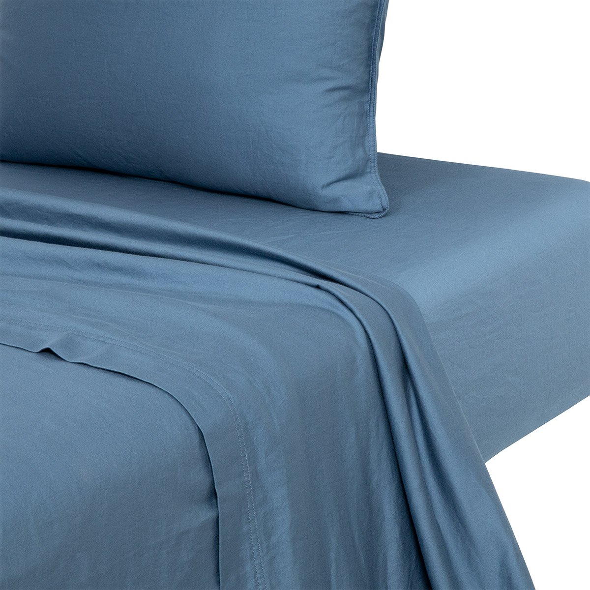Drap plat en satin de coton lavé, palerme DESFORGES Gris