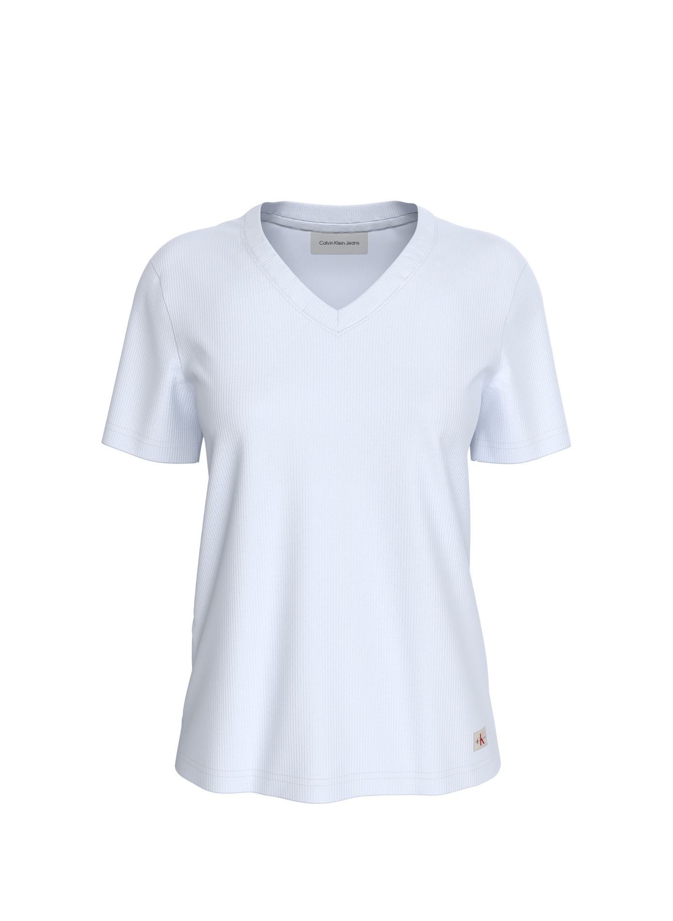 T-shirt met V-hals van gemengd katoen | Wit CALVIN KLEIN Dames