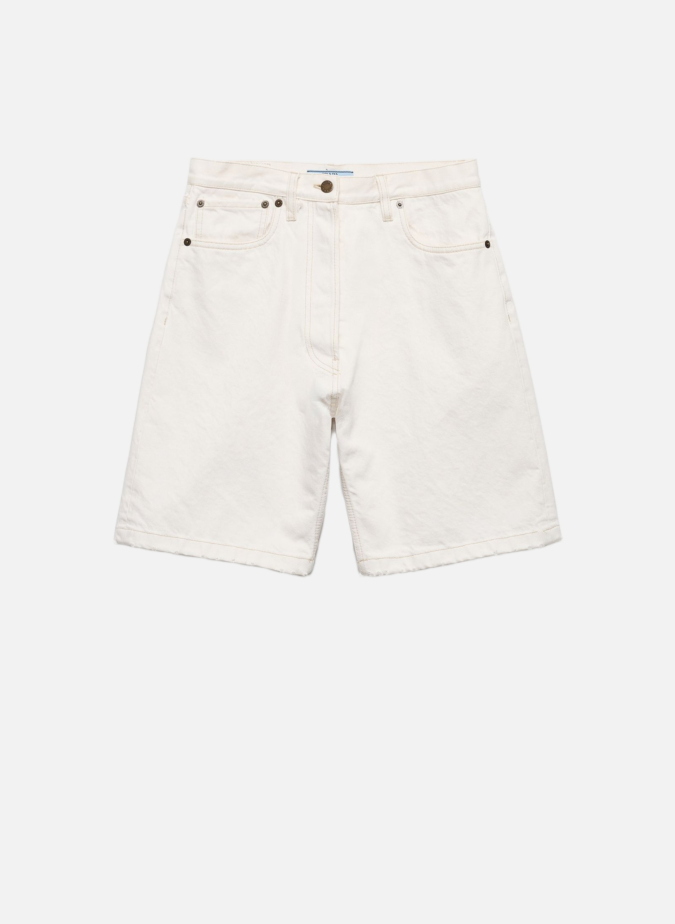 Bermuda en denim vieilli PRADA Blanc