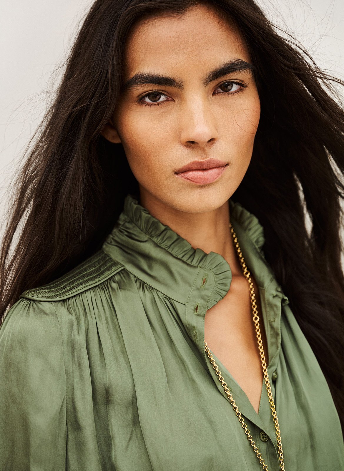 Chemise droit col montant unie camila BA&SH Kaki