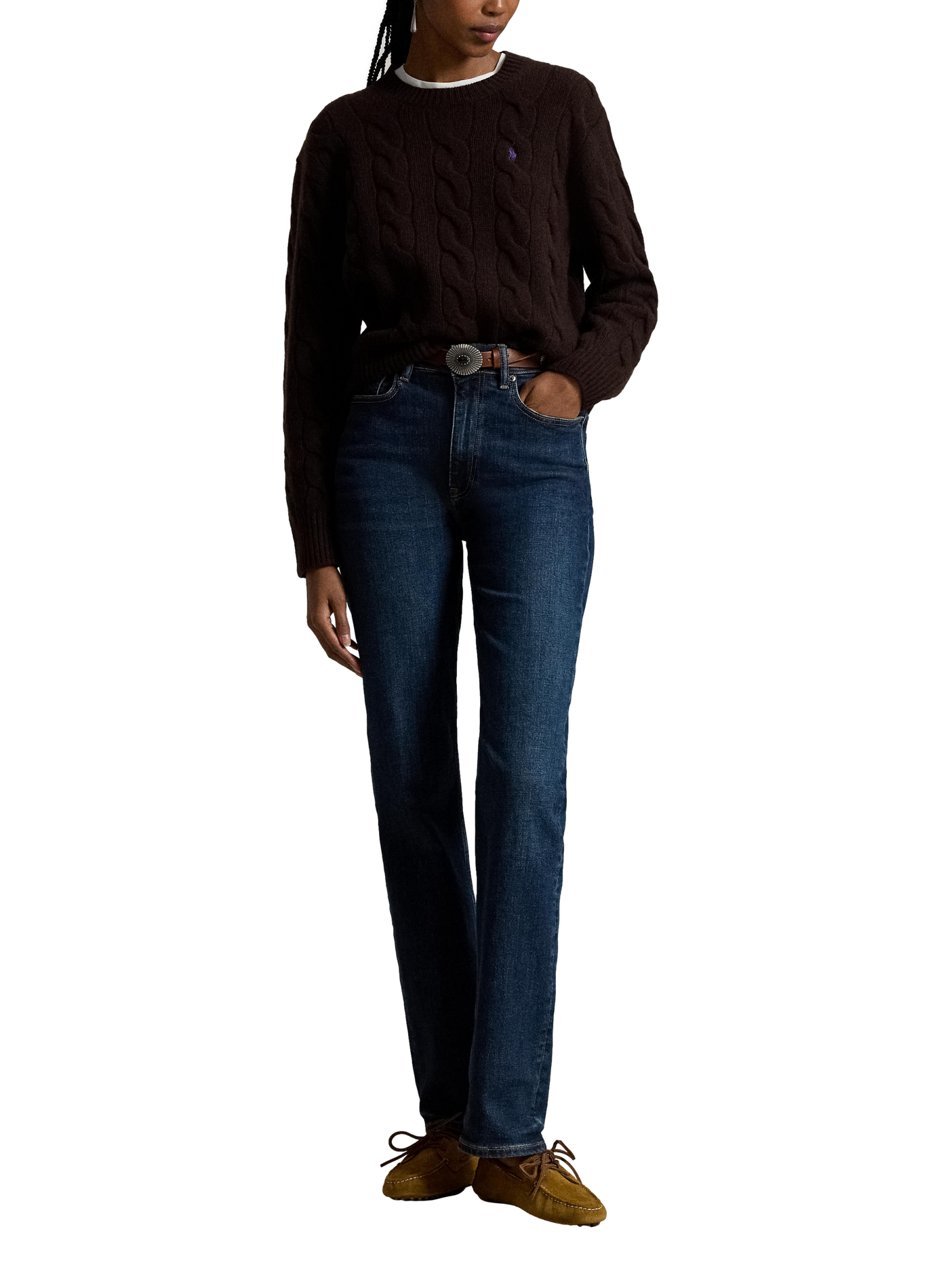 Round-neck wool and cashmere jumper POLO RALPH LAUREN Brown
