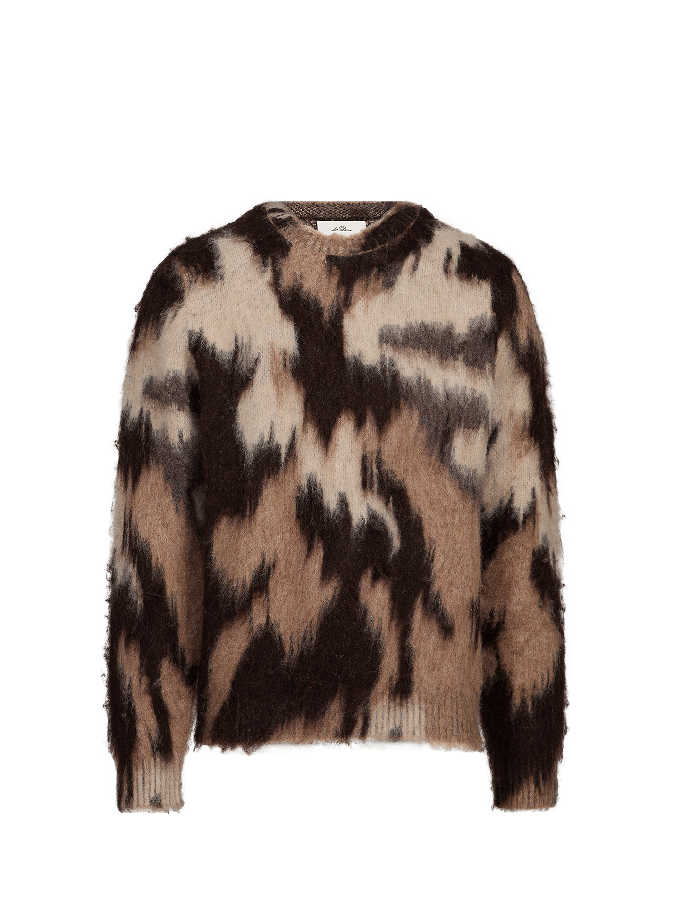 Gerade geschnittener flauschiger Pullover mit Muster LES DEUX Braun