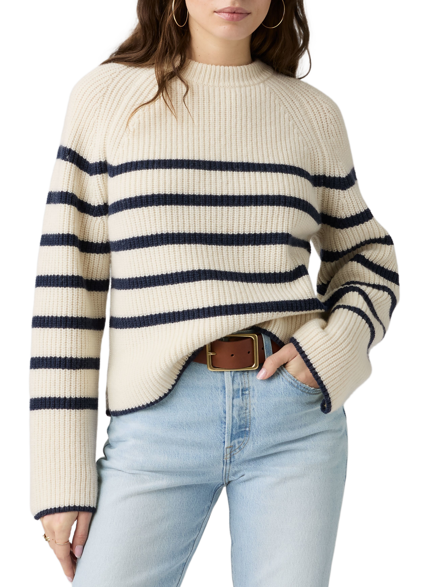 Gerader Pullover aus gestreifter Wollmischung LEVI'S Weiss