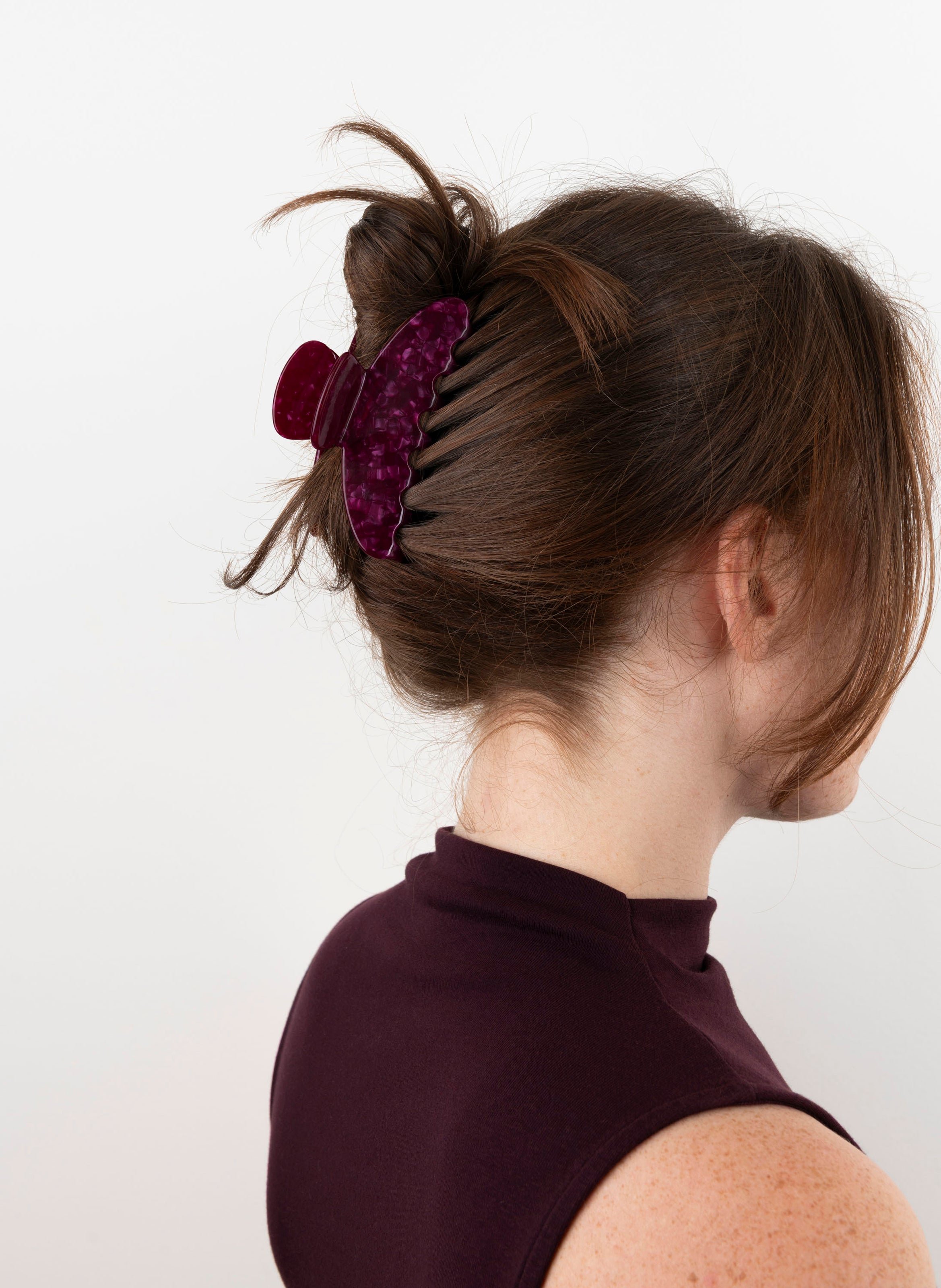 Pince à cheveux en acétate de cellulose KURAGE GINZA Rouge