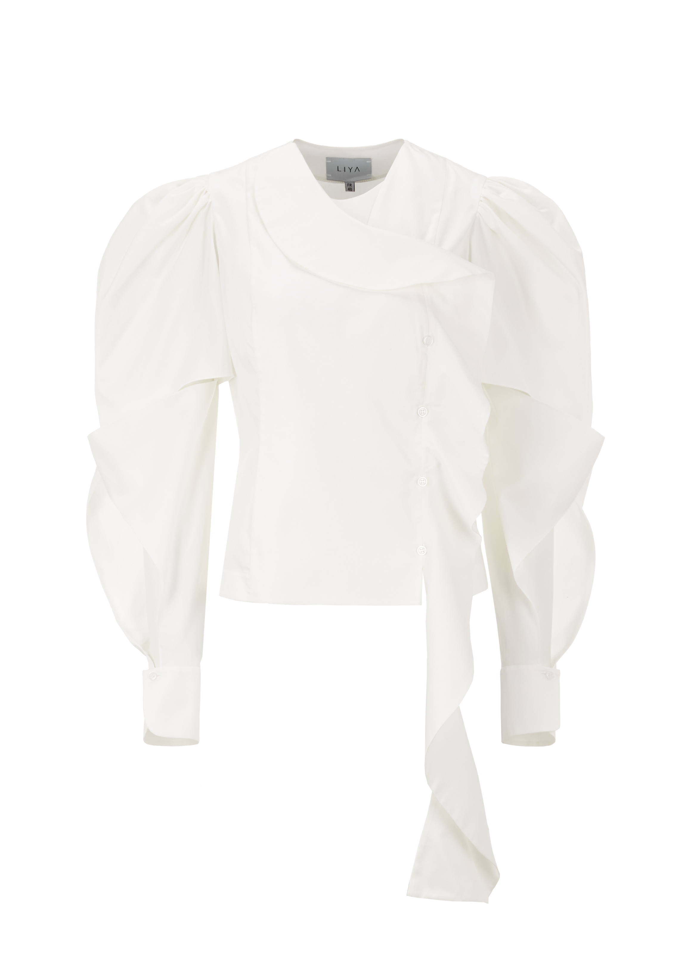 Blouse à volants et manches découpées en coton