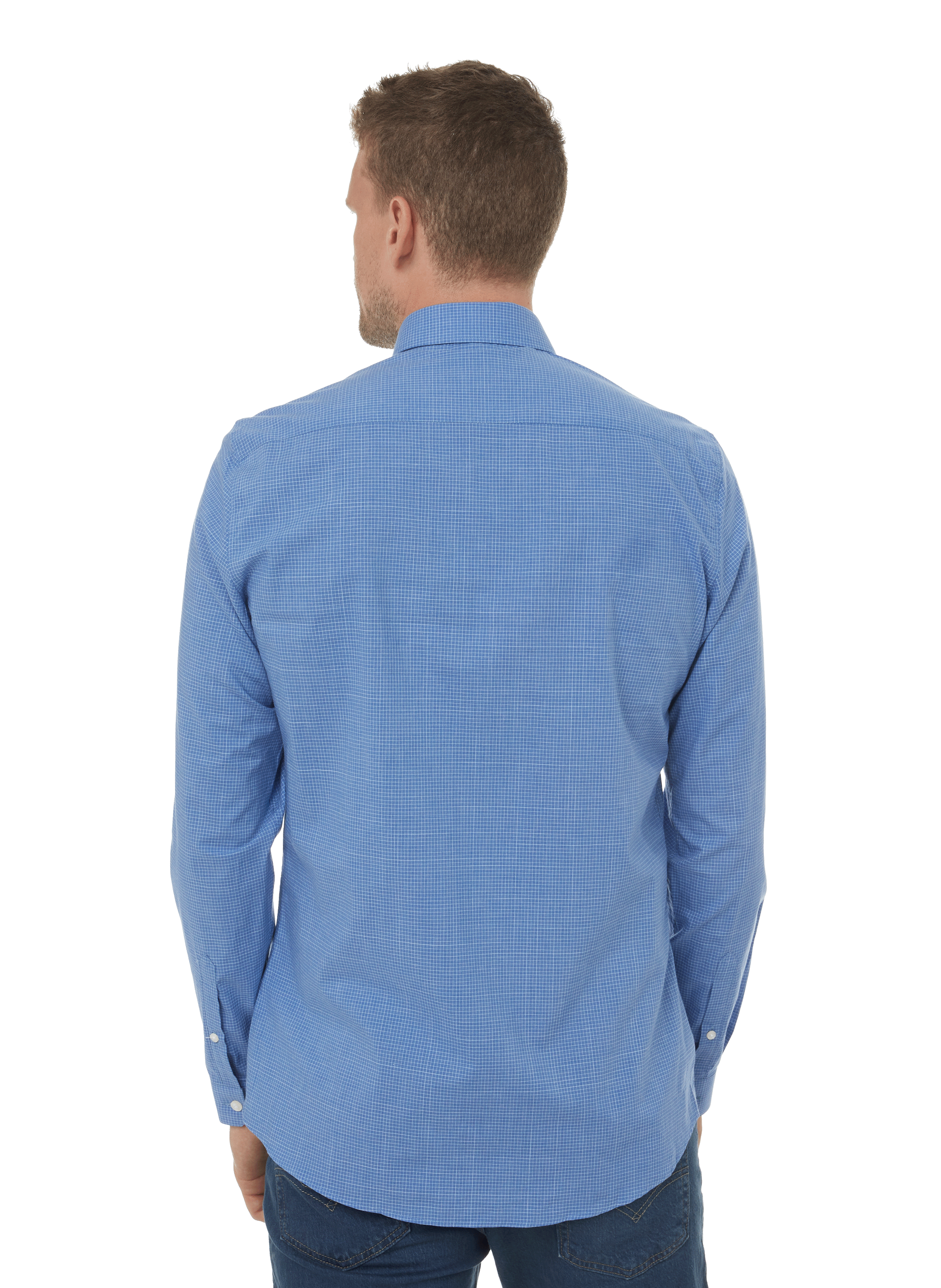 Chemise à carreaux en popeline de coton AU PRINTEMPS PARIS Bleu