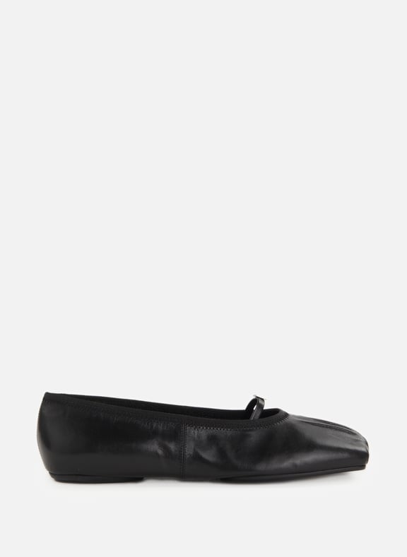 Black Leather ballet flats