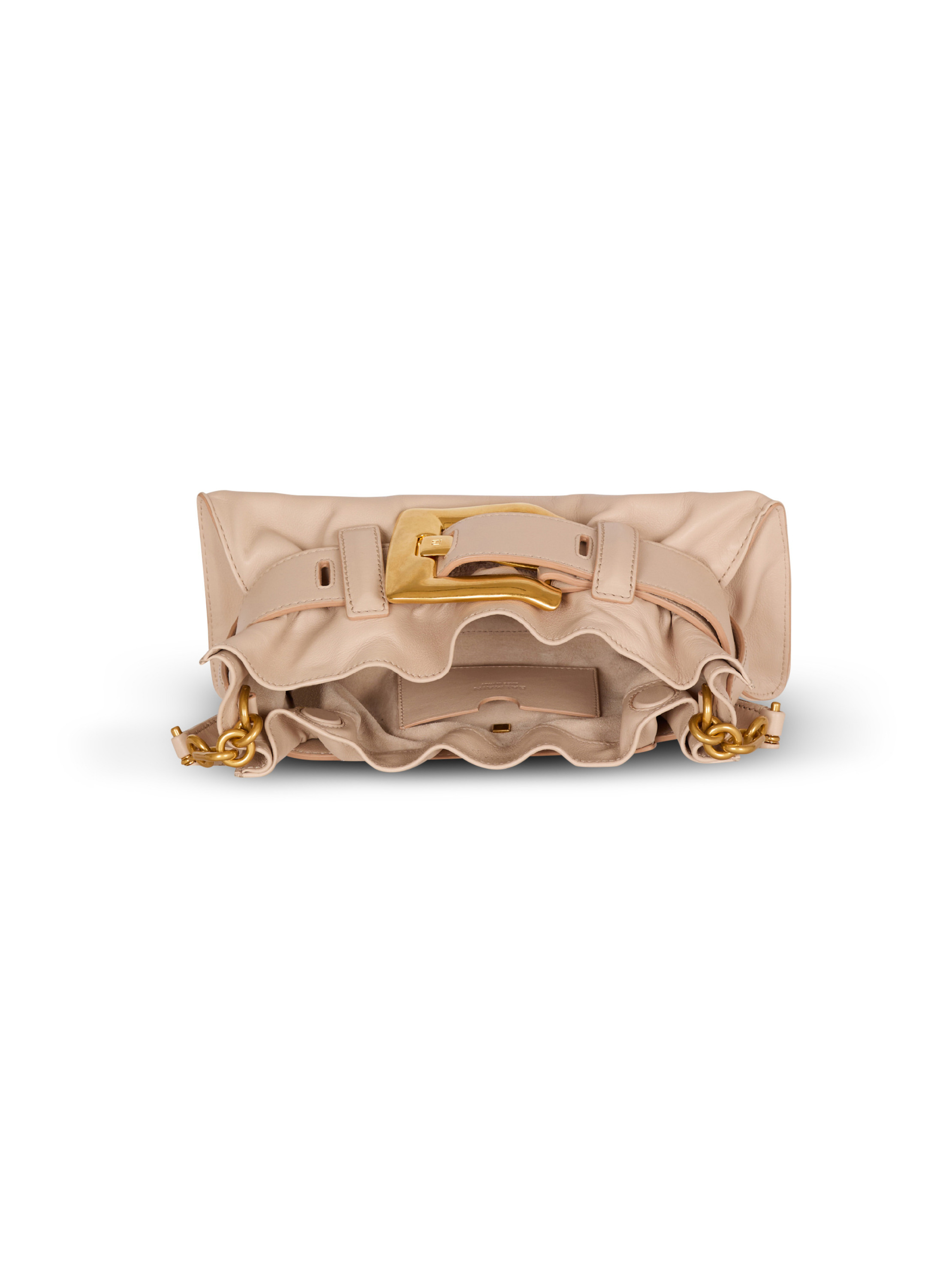 Sac anthem small shoulder en cuir de veau BALMAIN Beige