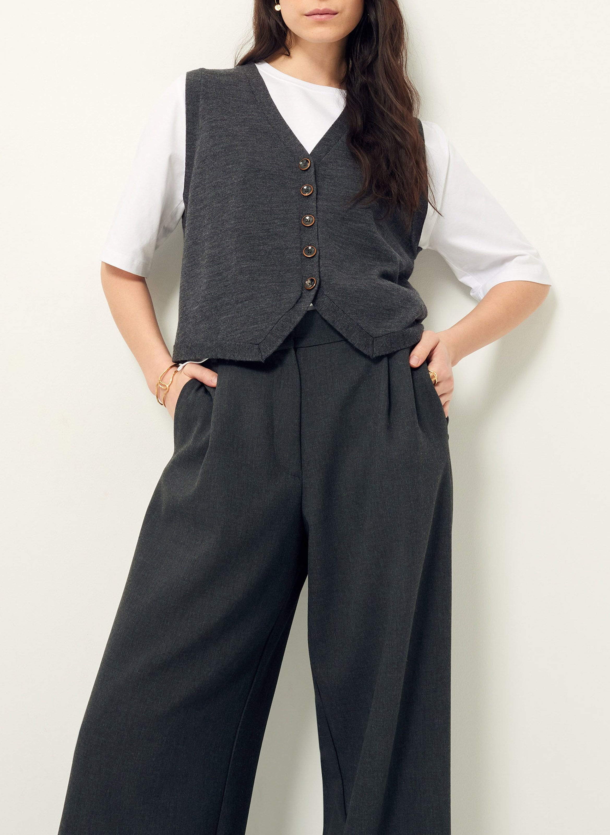 Gilet col v en laine giancarlo SESSUN Gris