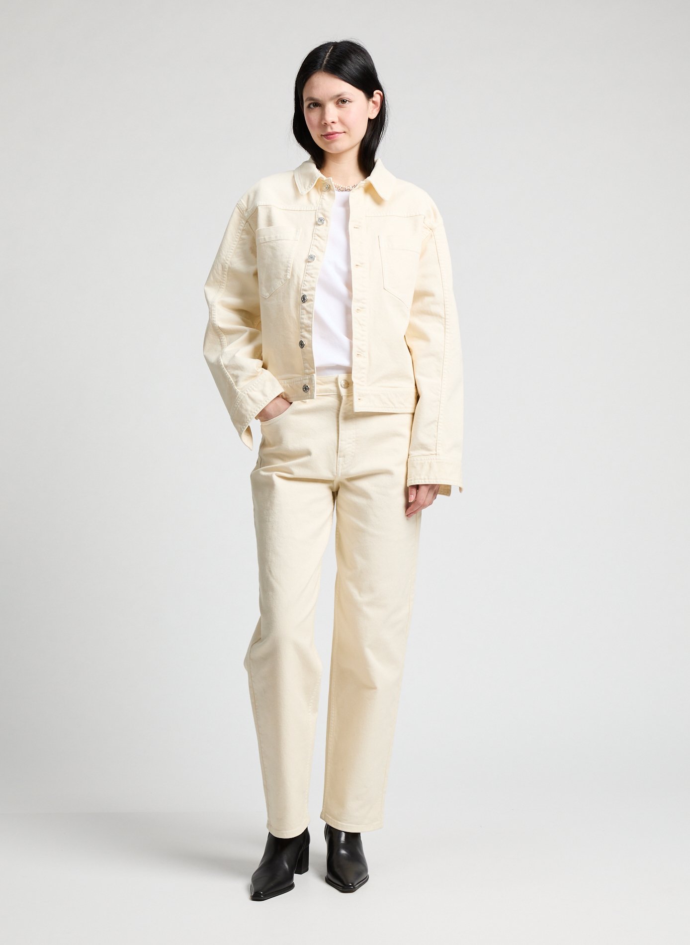 Veste courte en coton  SAISON 1865 Beige