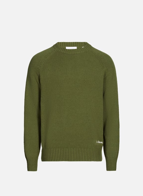 Straight fit cotton blend sweater Green by LES DEUX LES DEUX Straight fit cotton blend sweater Green