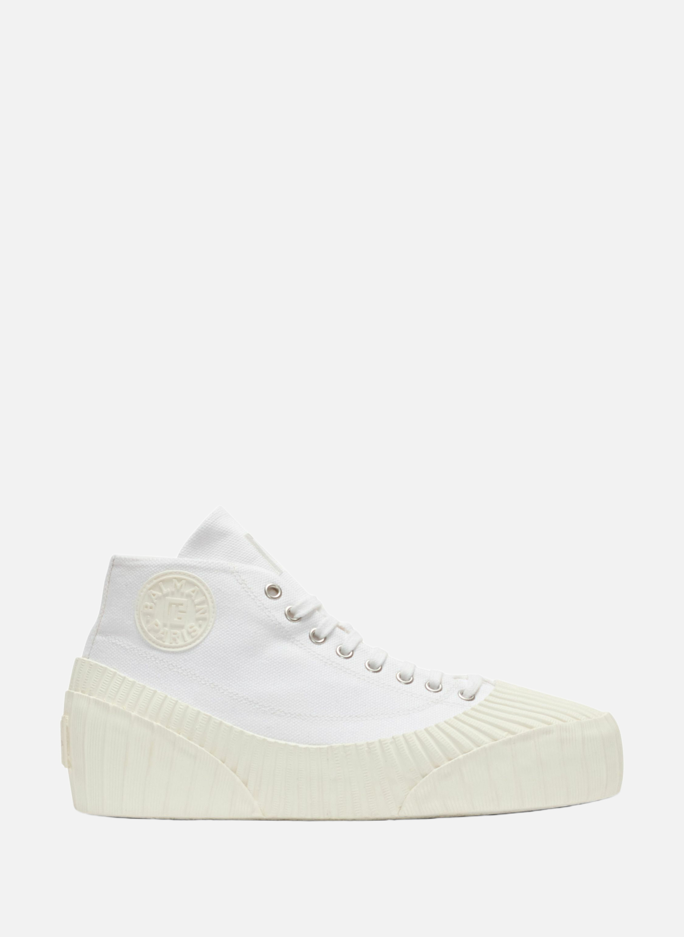 Sneakers riff low en toile BALMAIN Blanc