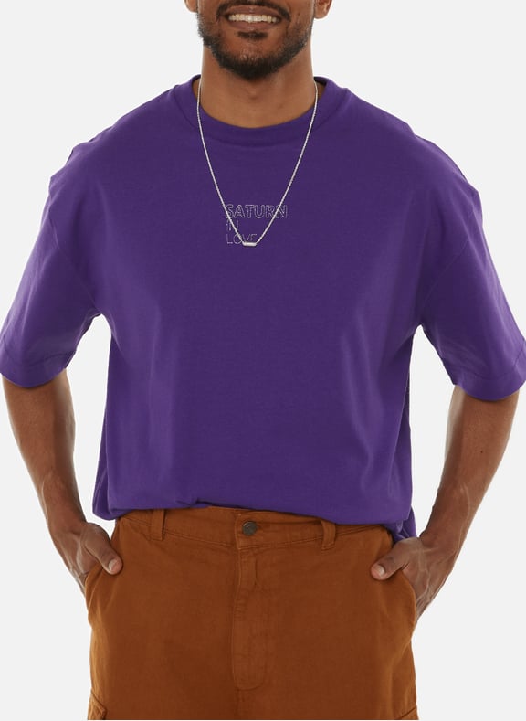 T-shirt with embroidered inscription Purple by SAISON 1865 SAISON 1865 T-shirt with embroidered inscription Purple