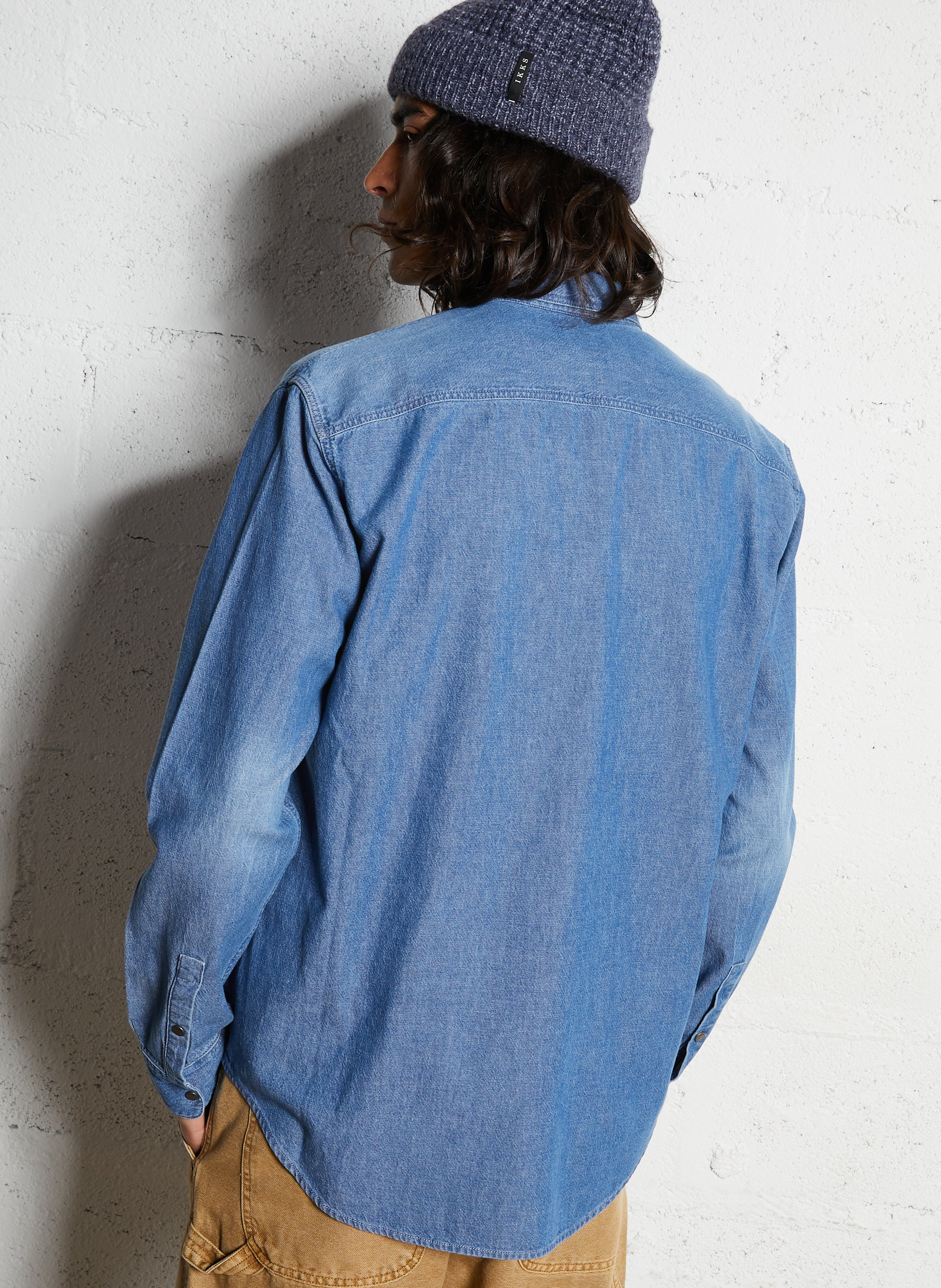 Chemise en jean droite boutonnée IKKS Bleu