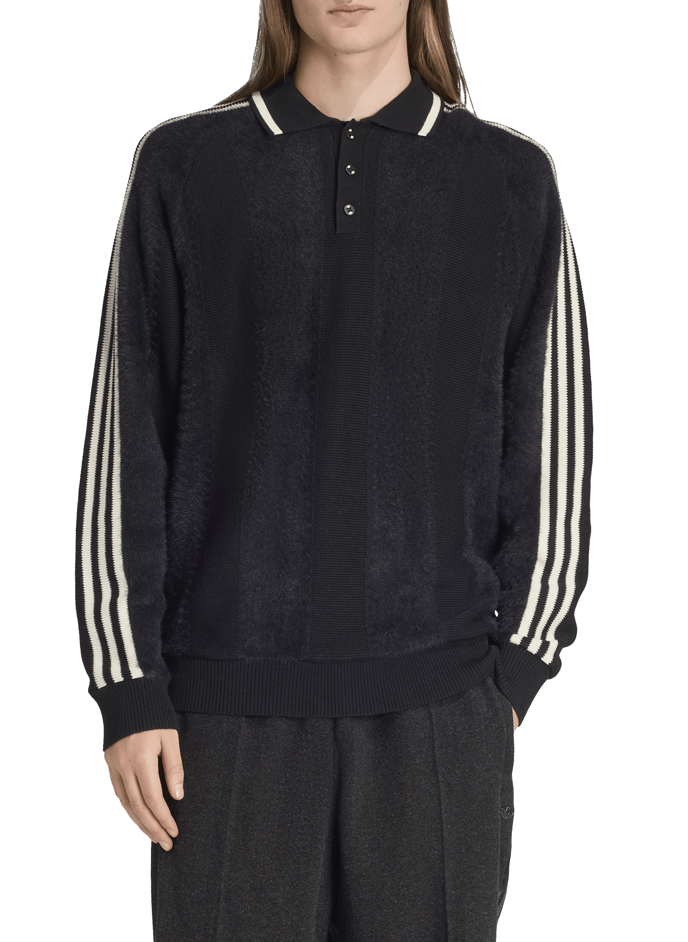 ADIDAS Pull à col polo  Noir