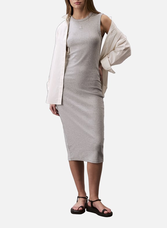 Fitted cotton dress Grey by CALVIN KLEIN CALVIN KLEIN Fitted cotton dress Grey