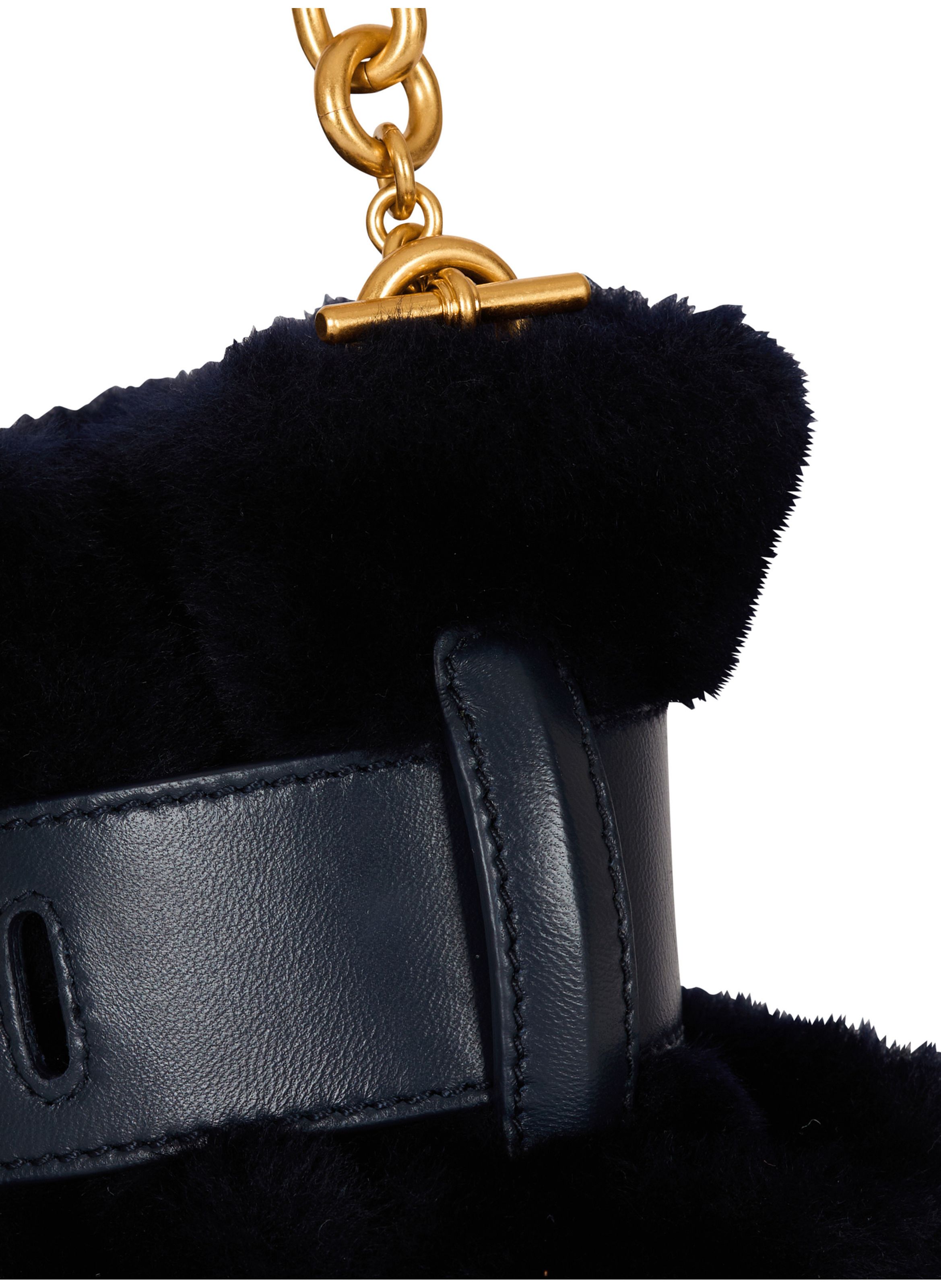 Sac anthem mini en shearling BALMAIN Bleu
