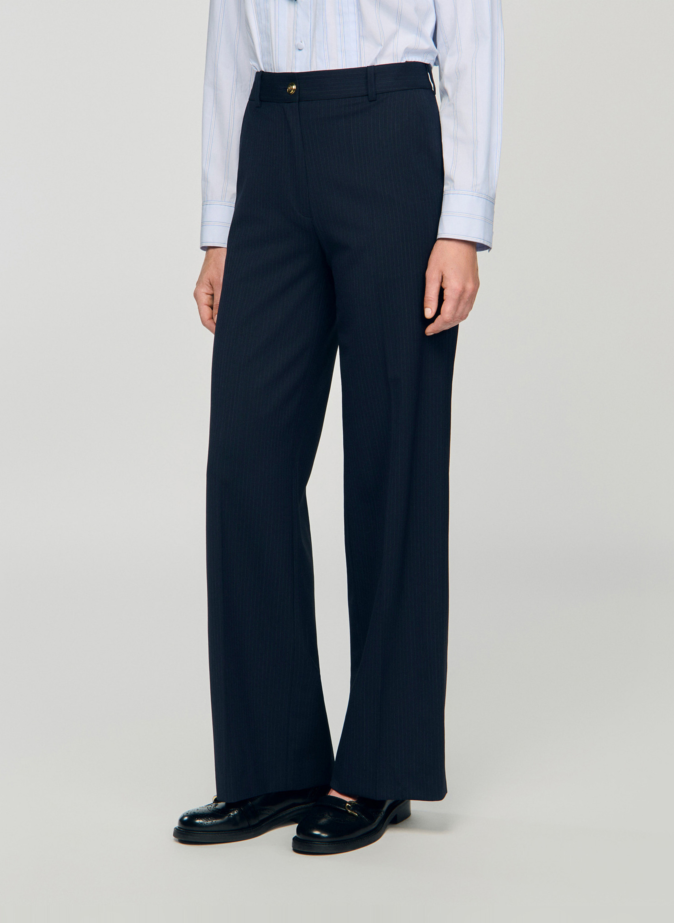 Pantalon droit à rayures SANDRO Bleu
