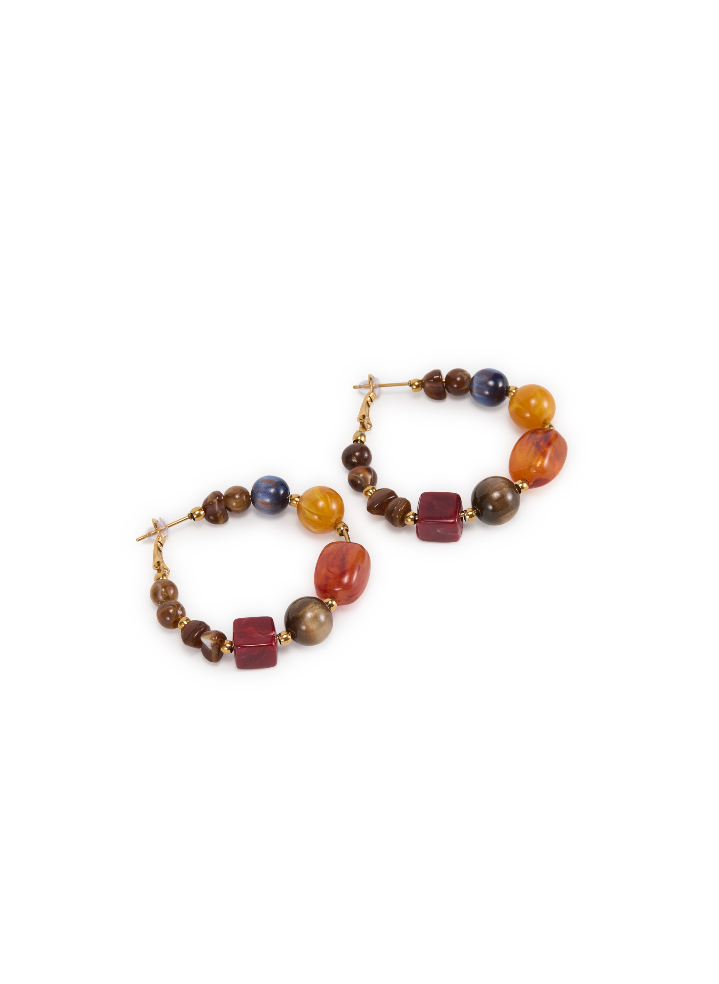 Boucles d'oreilles créoles à perles résine AU PRINTEMPS PARIS Multicolore