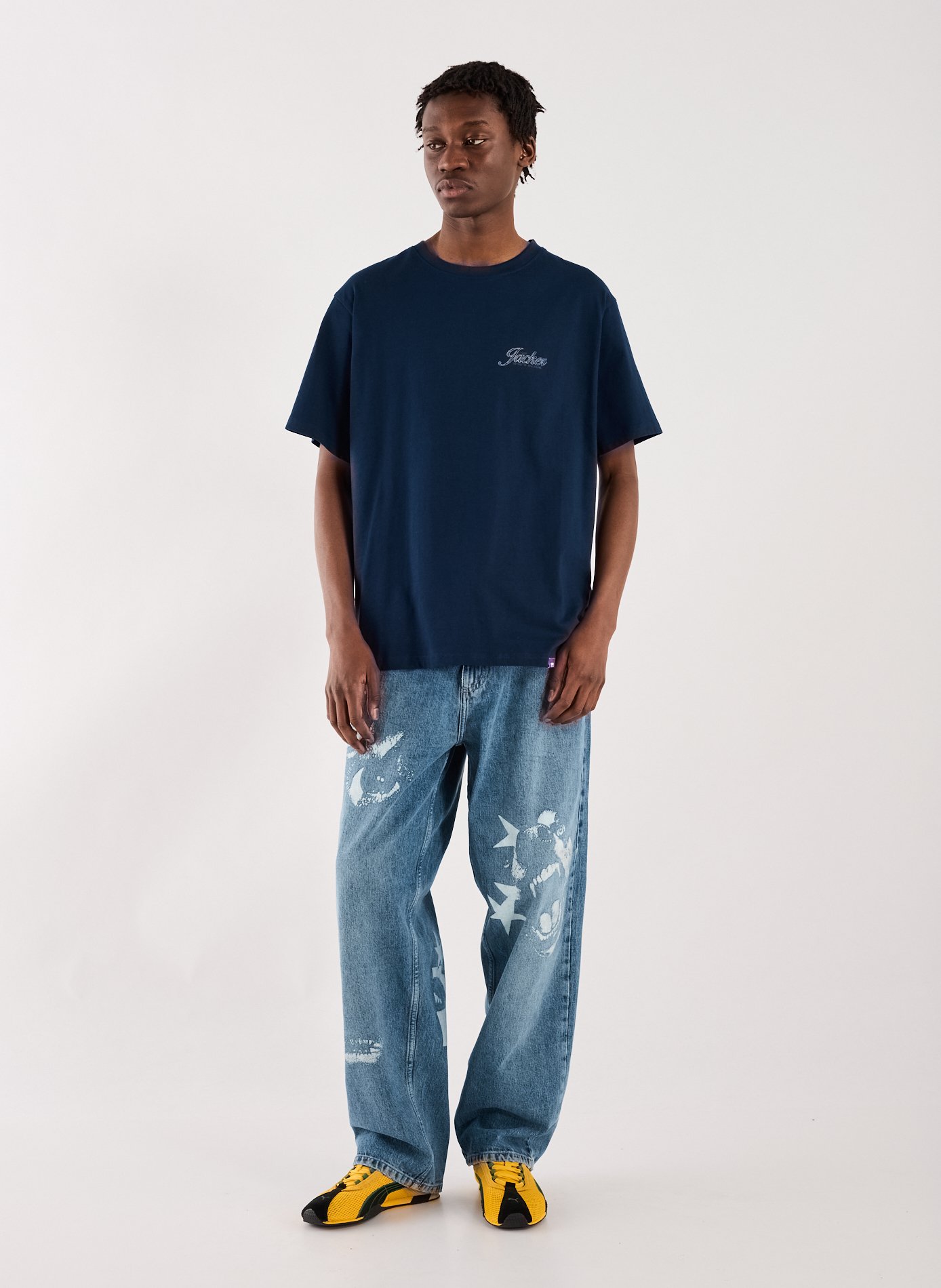 T-Shirt droit manches courtes en coton JACKER. Bleu