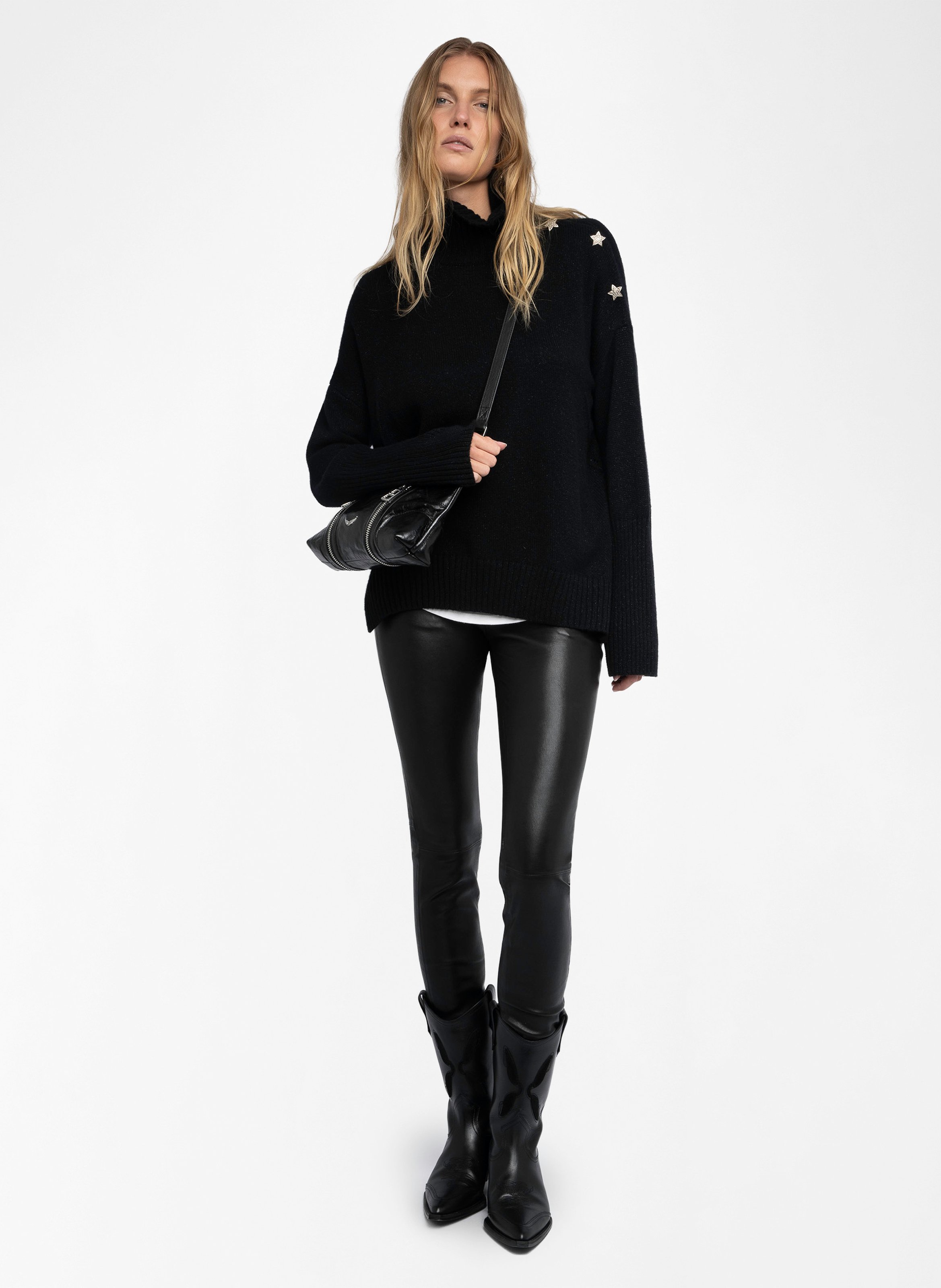 Pantalon slim en cuir phlame ZADIG&VOLTAIRE Noir