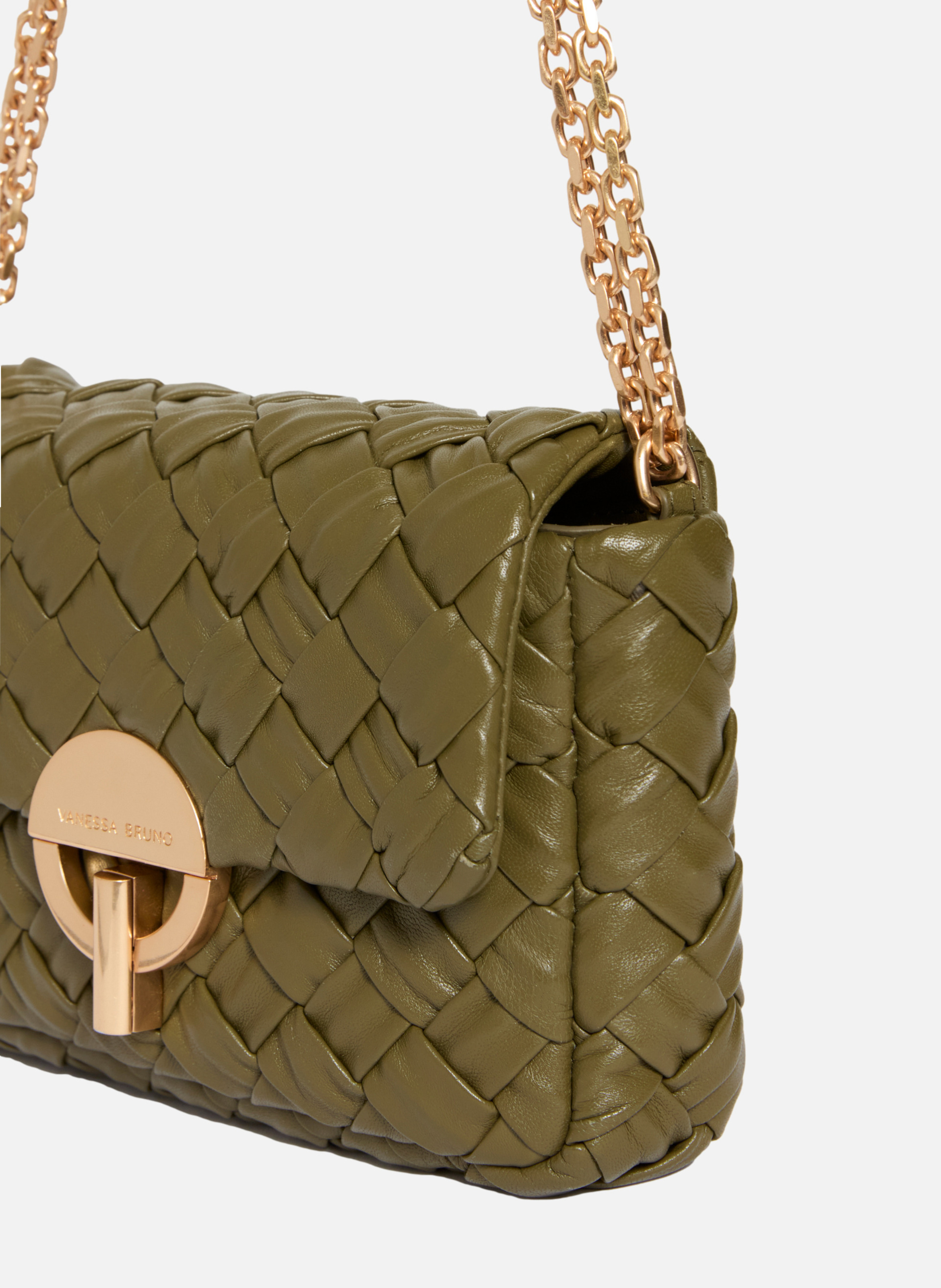 Moyen sac moon en cuir tressé VANESSA BRUNO Vert