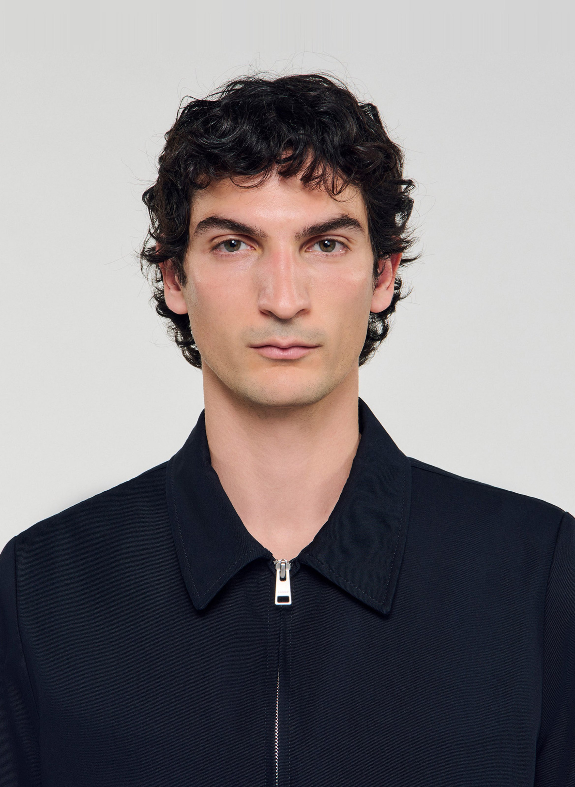 Blouson près du corps en coton SANDRO Bleu