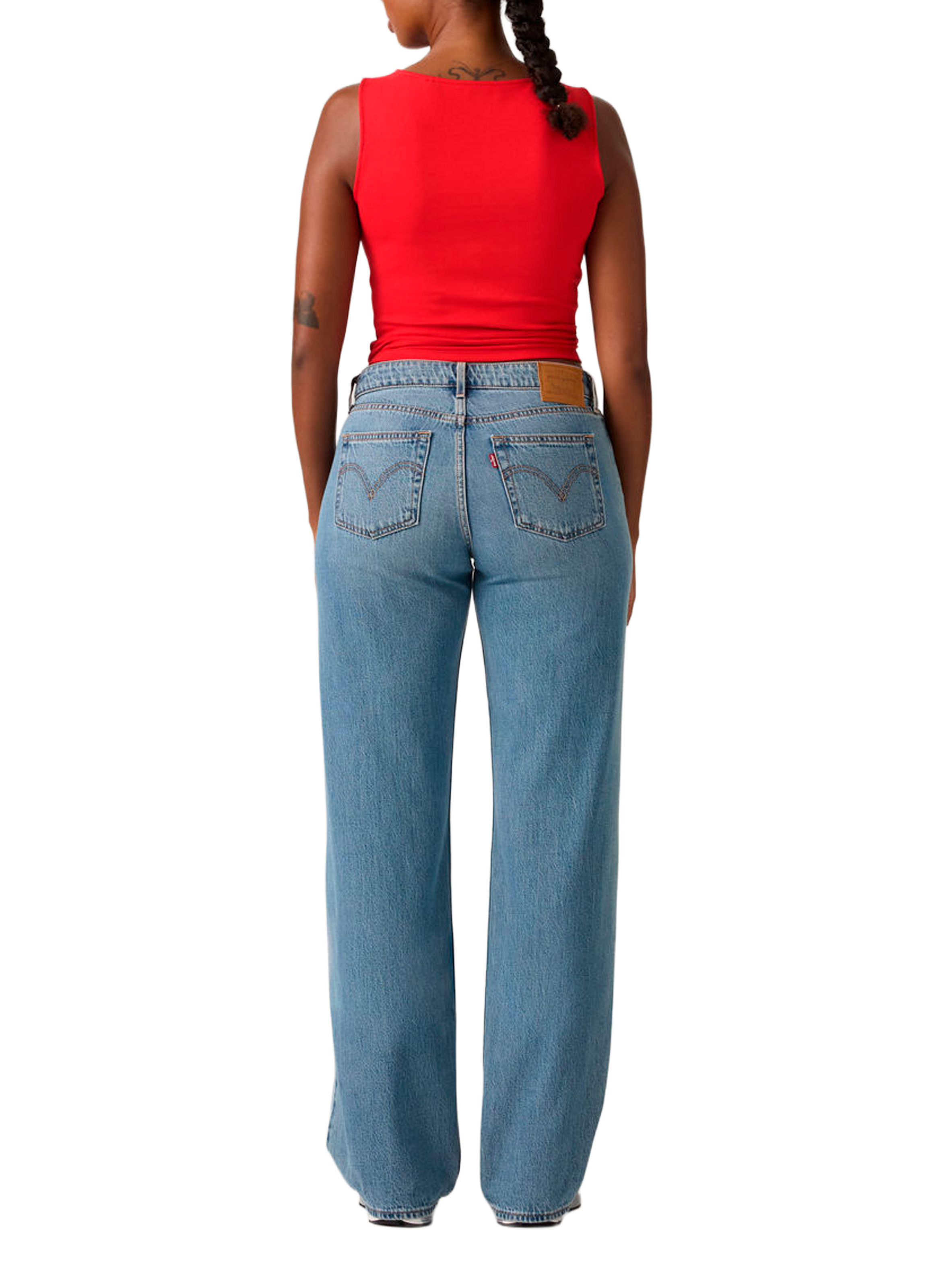 Jean délavé droit en coton LEVI'S Bleu