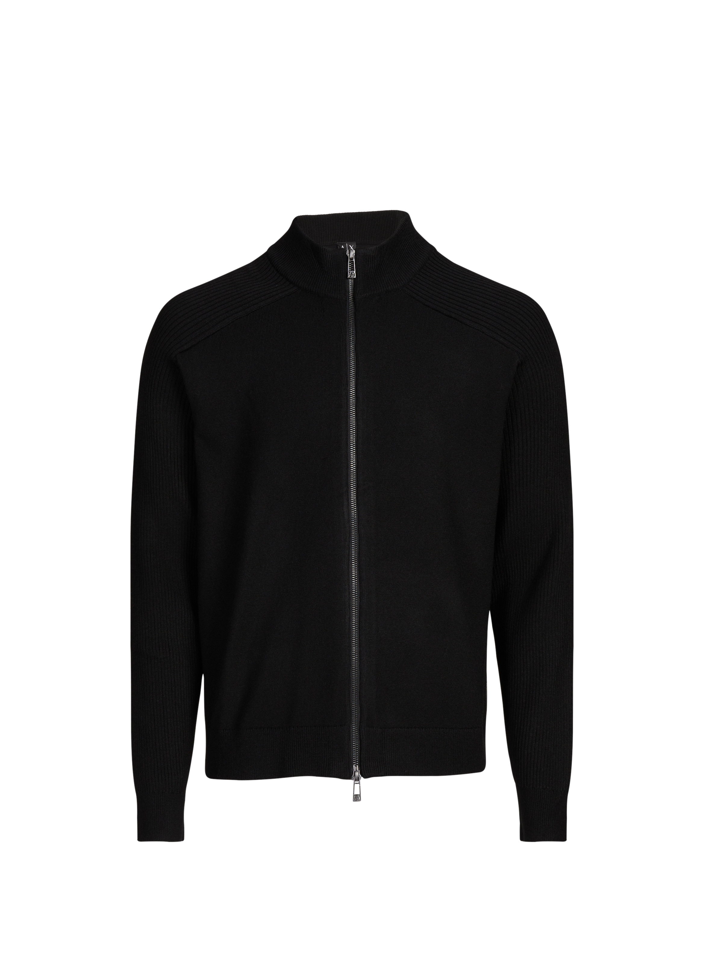 Zip-up high-neck vest in virgin wool and cotton blend ARMANI EXCHANGE Black