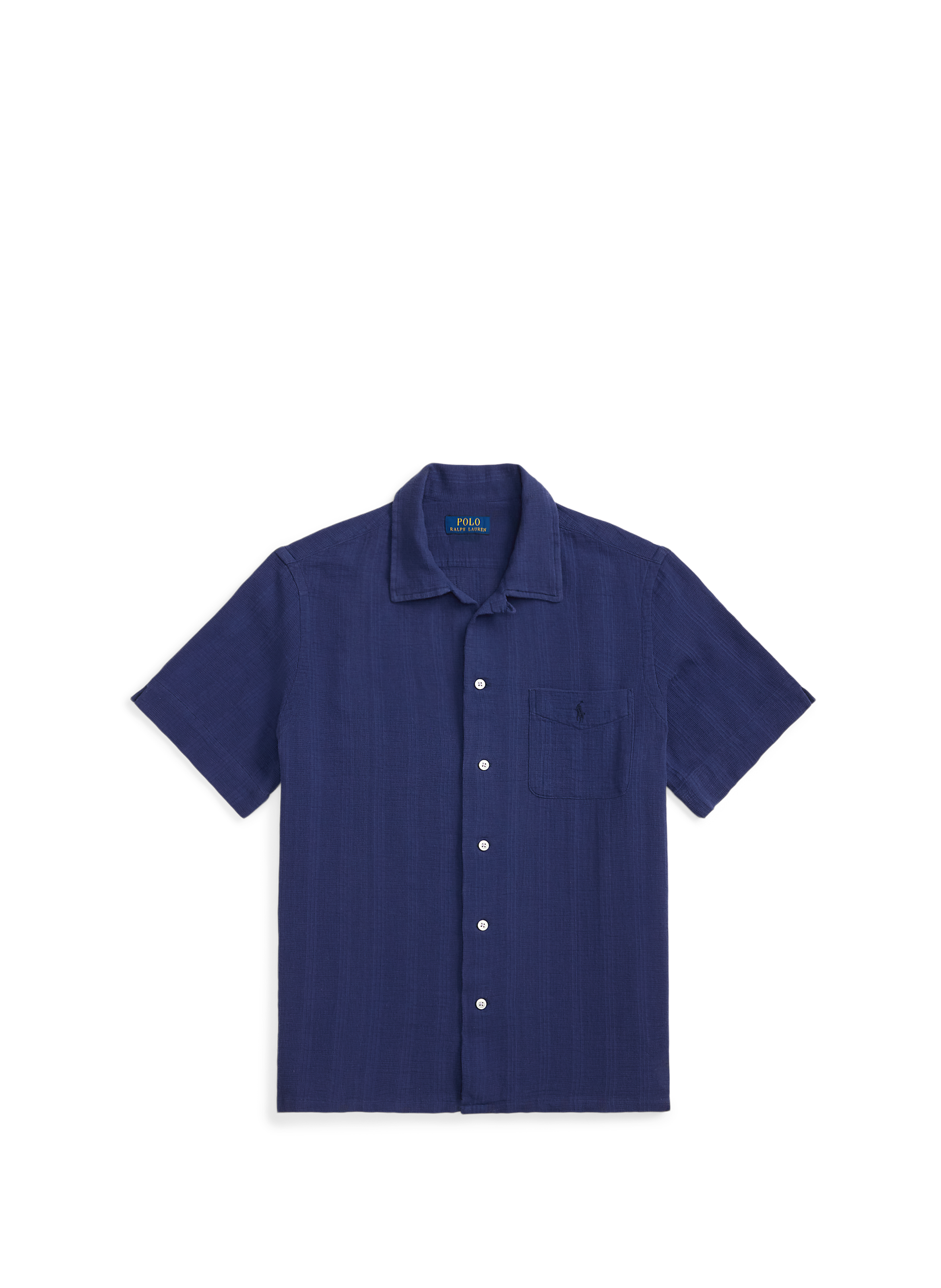 Chemise manches courtes en coton à tissage natté POLO RALPH LAUREN Bleu