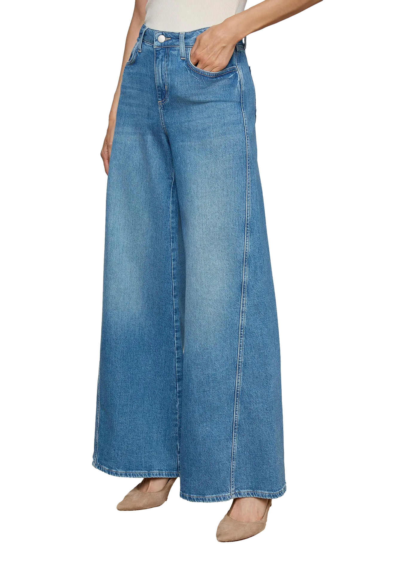 Jean large en coton mélangé L'AGENCE Bleu