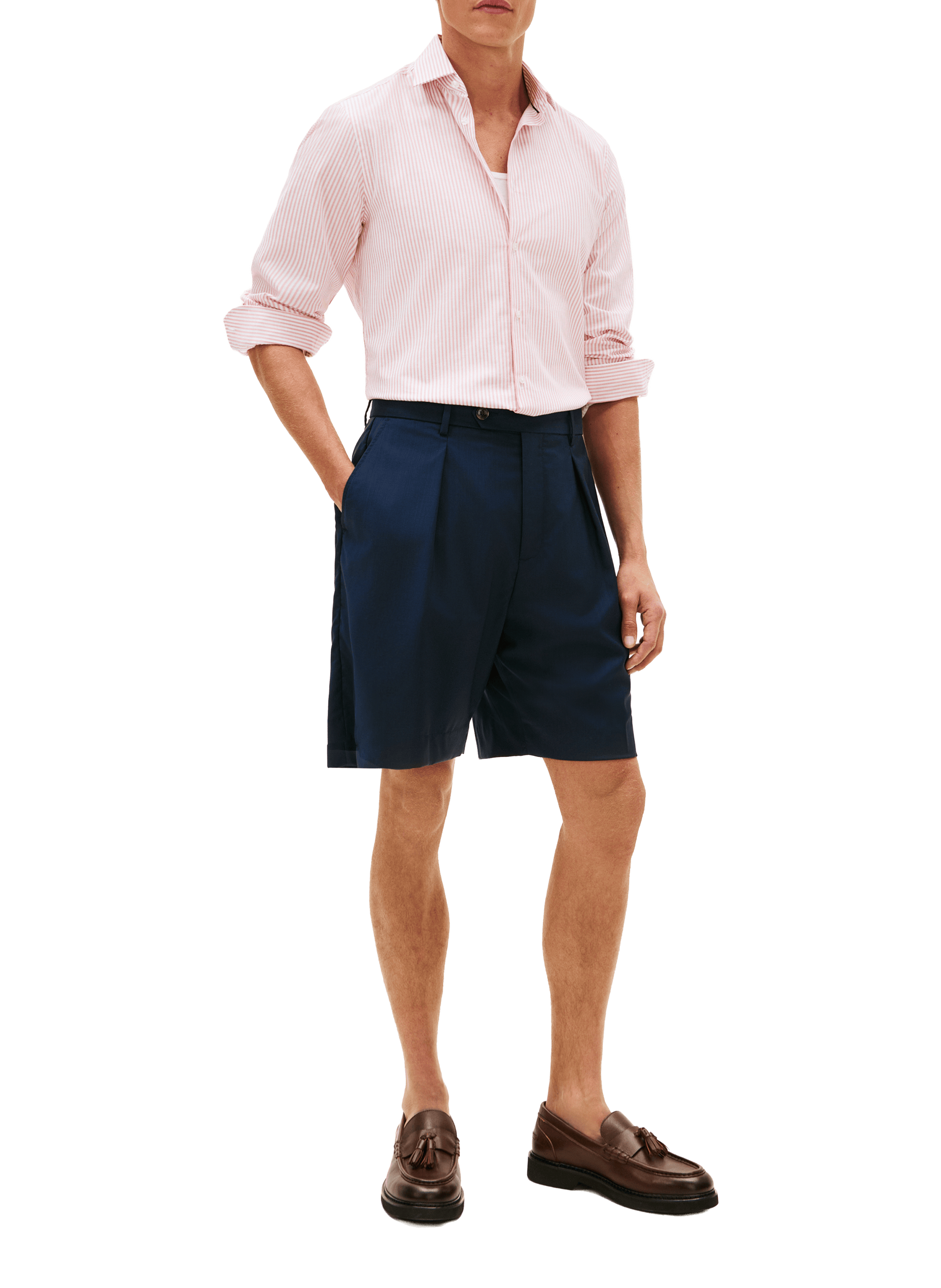 Chemise rayée en coton et lin TOMMY HILFIGER Rose