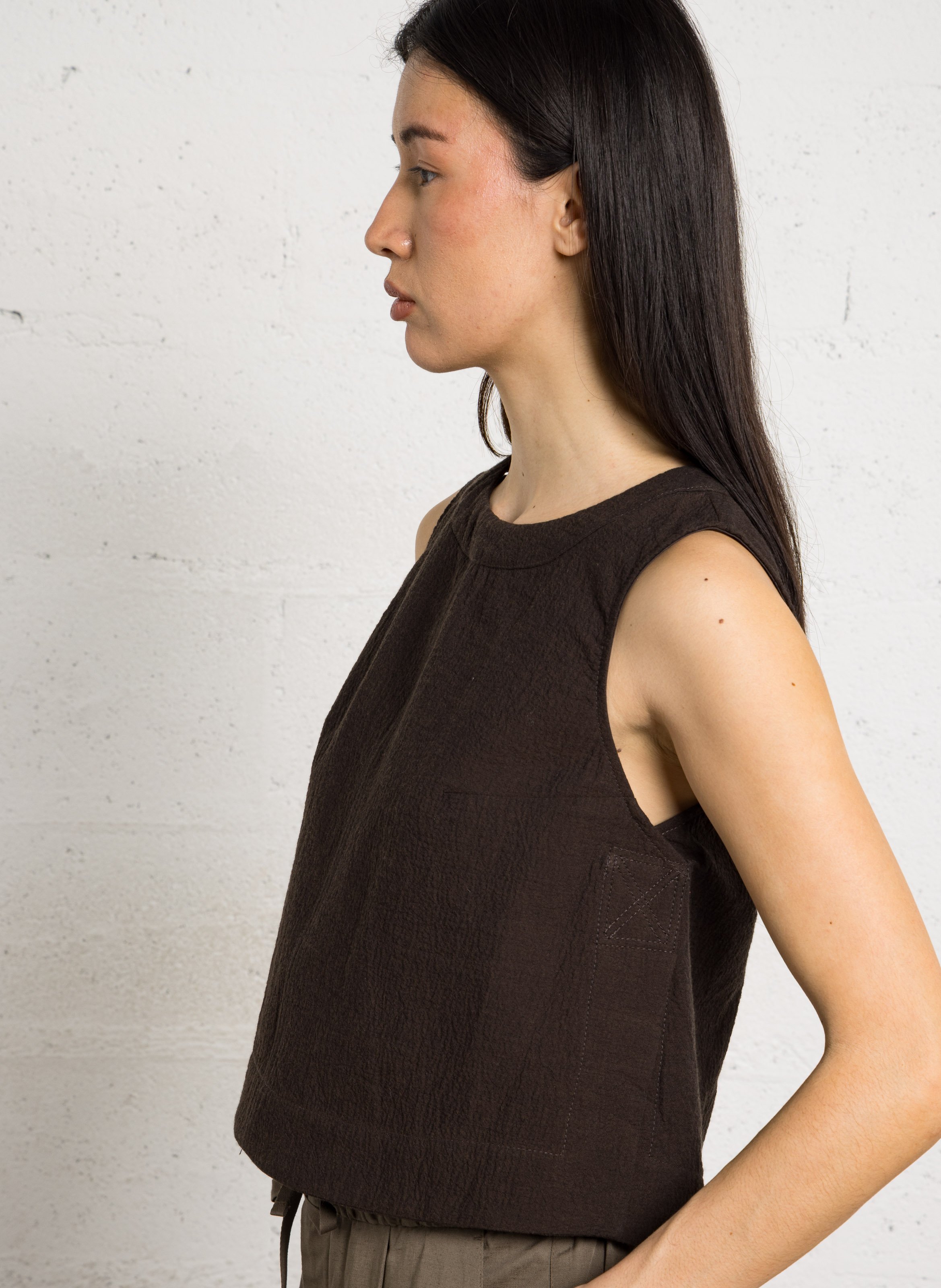 Top col rond en coton pampa SOEUR Marron