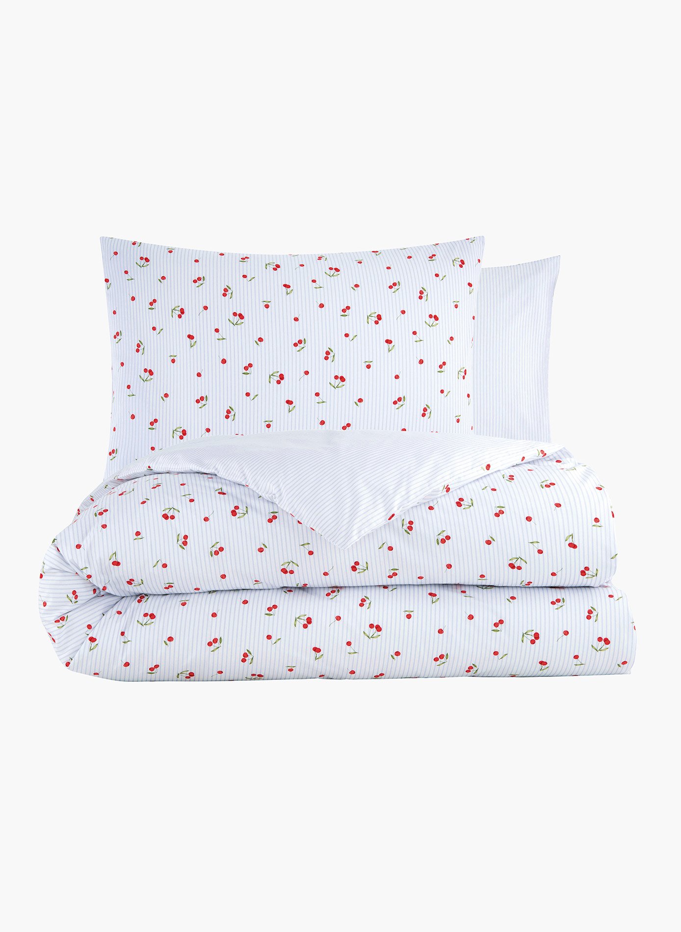 Pack housse de couette + taie(s) d'oreiller la cerise ANNE DE SOLENE Rouge