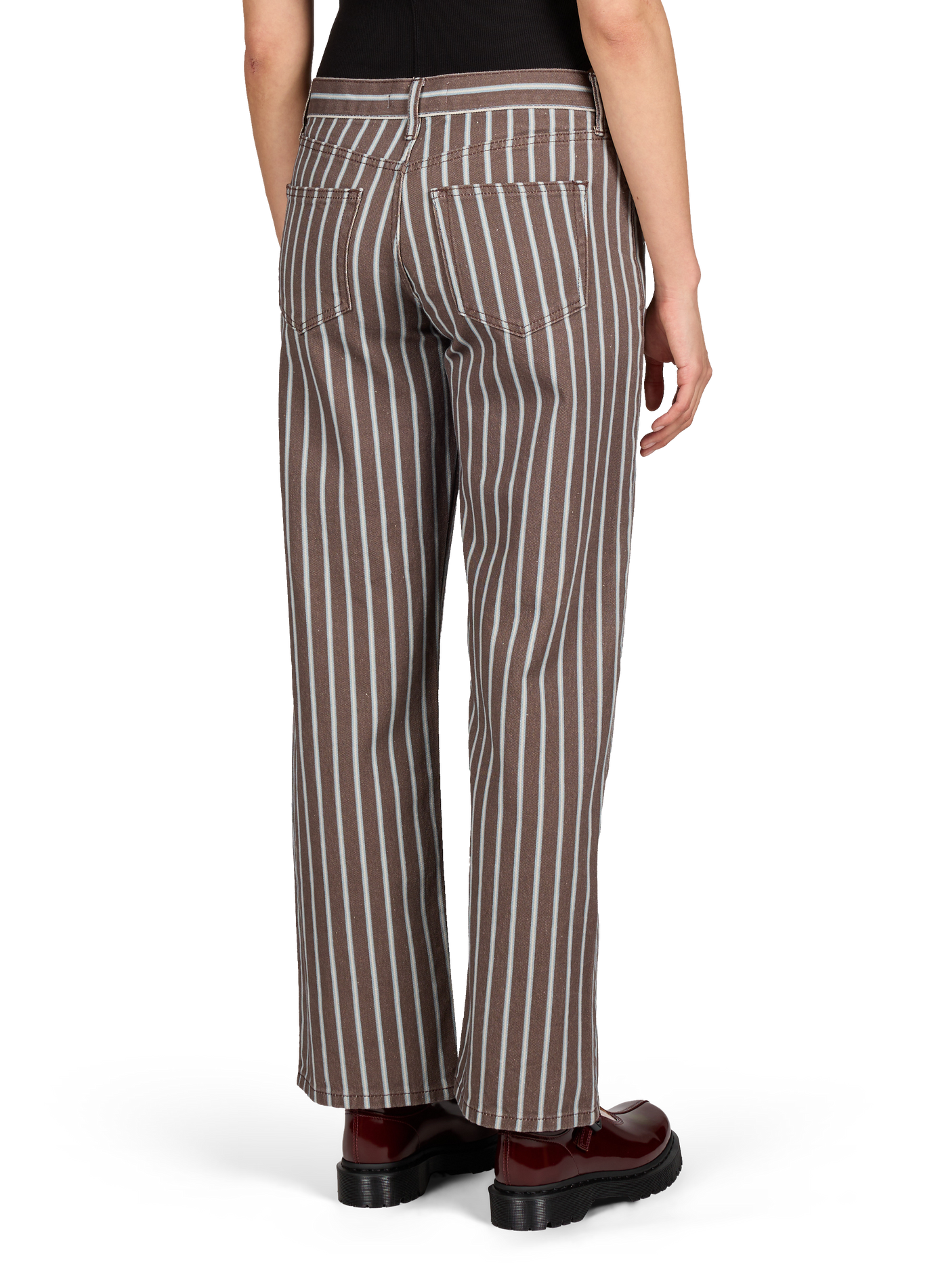 Pantalon large en coton rayé Tsember TOPSHOP Marron