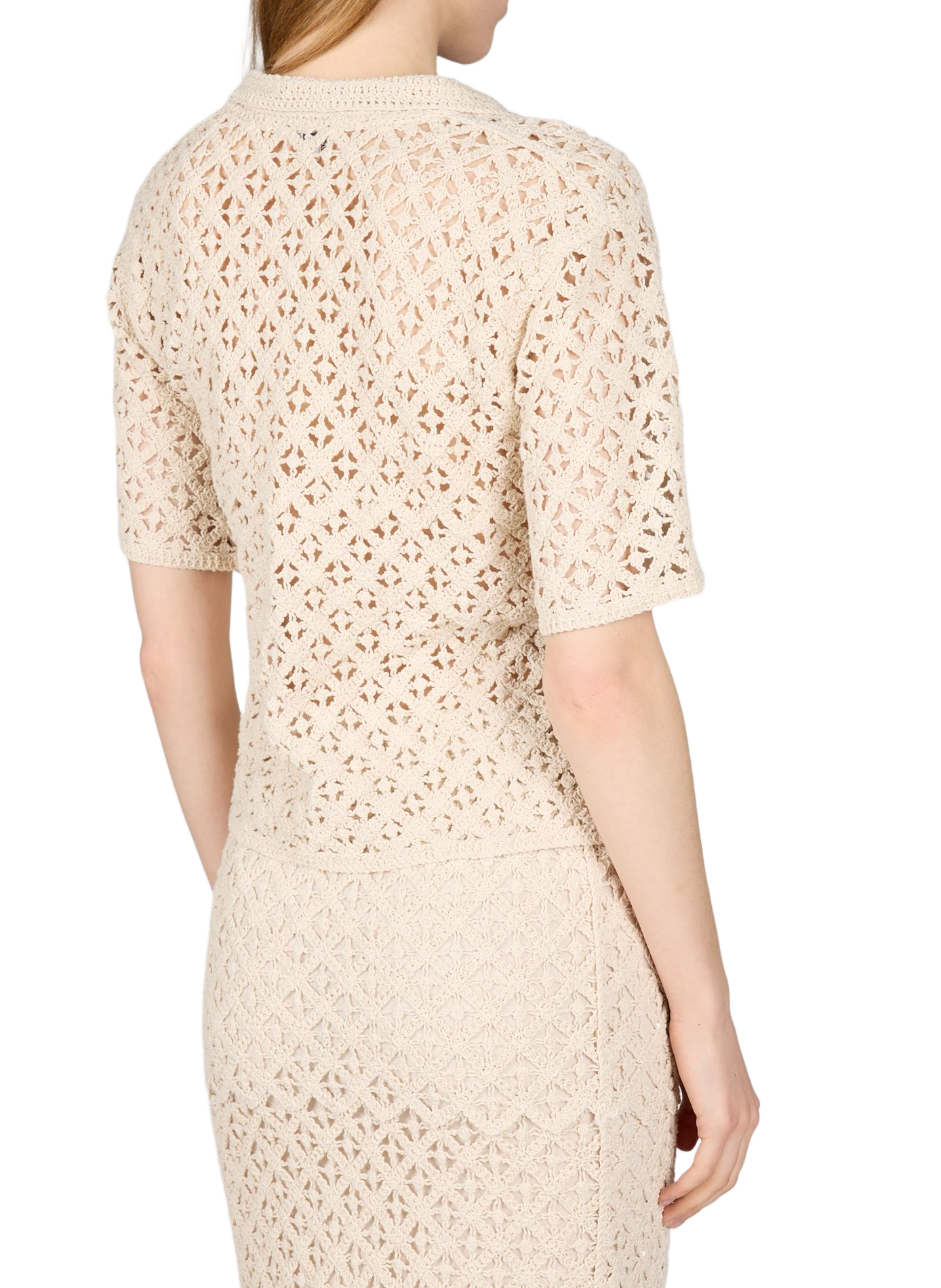 Sequin knitted cotton top OBJECT Beige