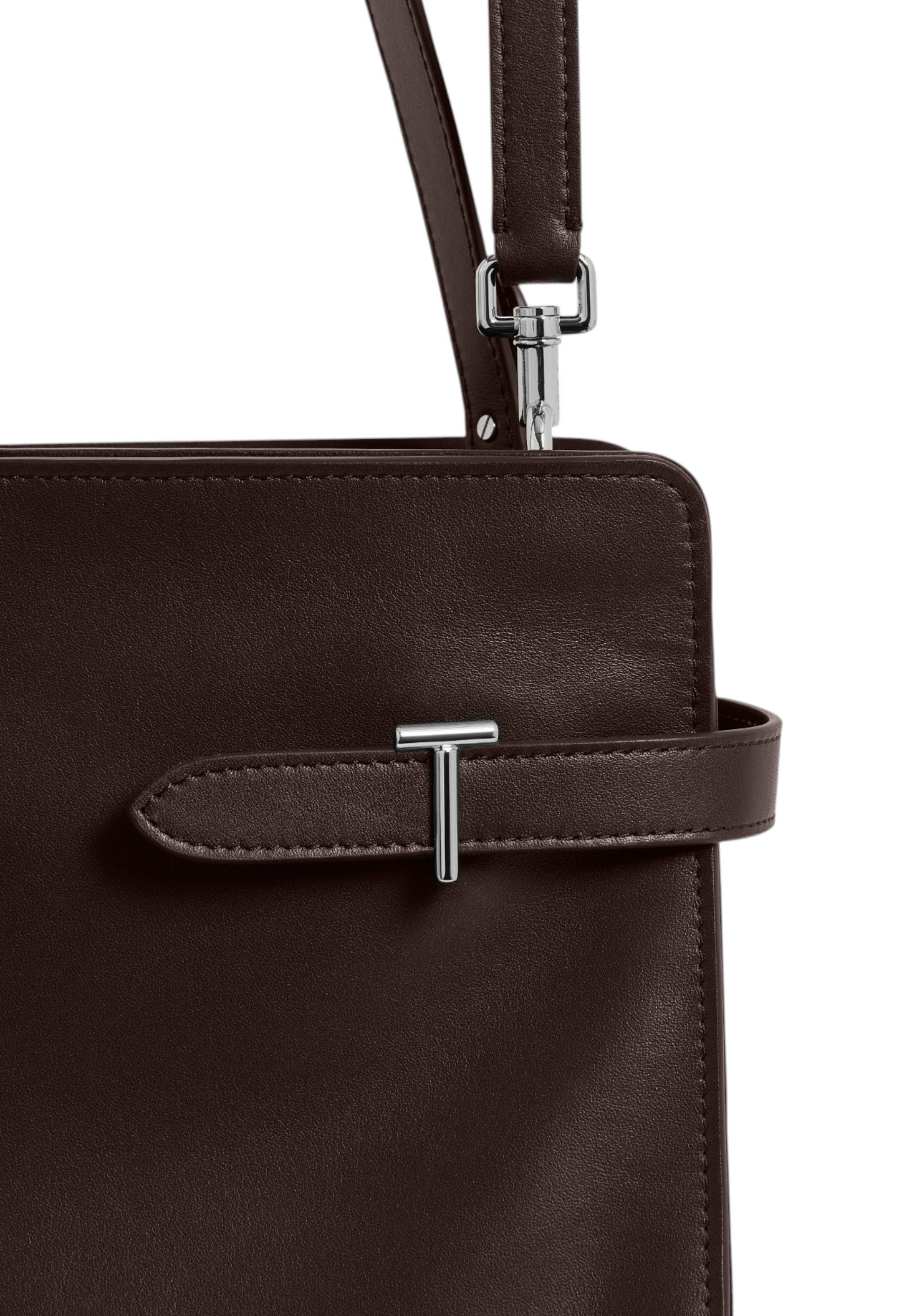 Sac porté épaule grand modèle emie en cuir lisse et nubuck LE TANNEUR Marron
