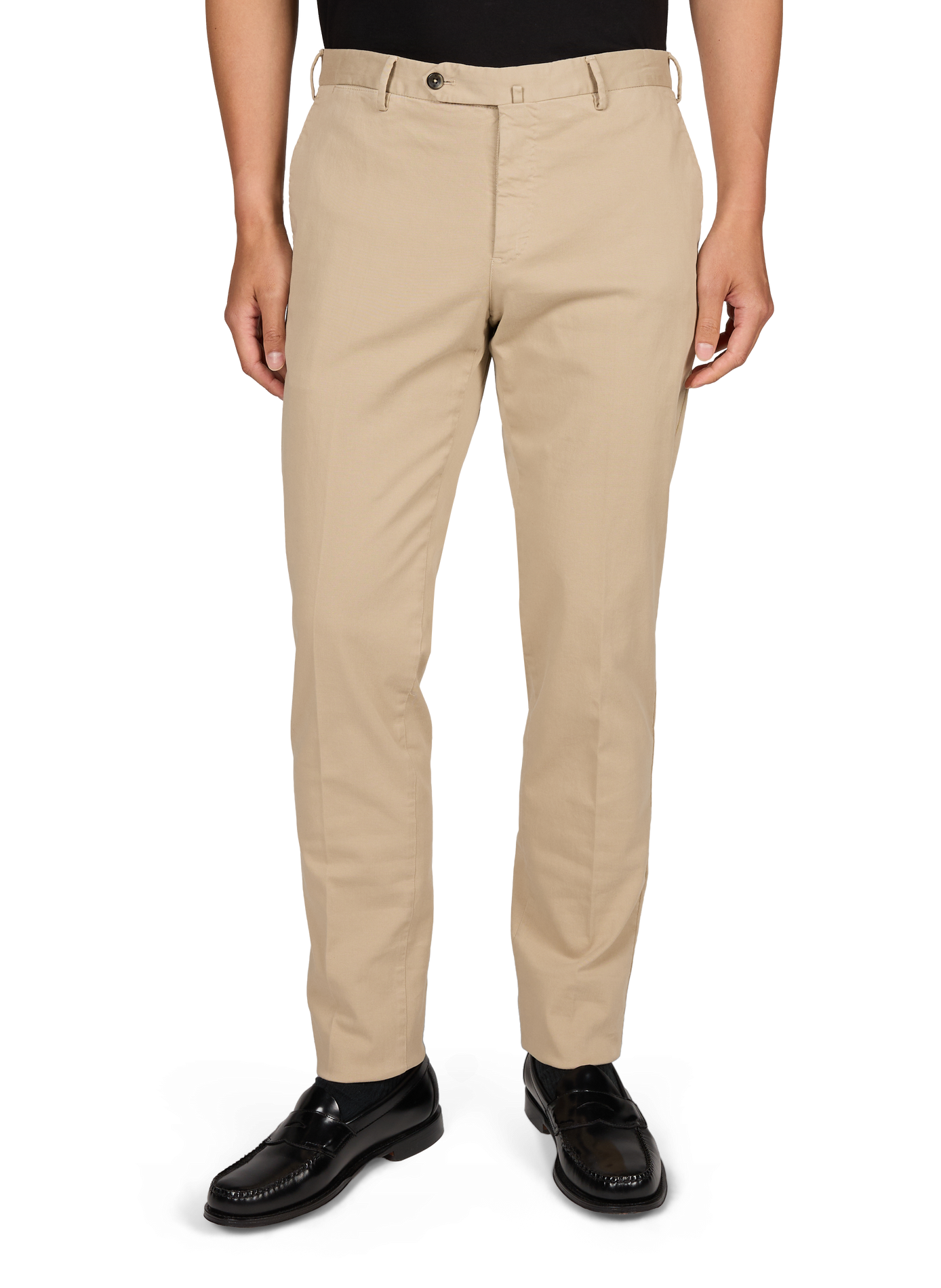 Schmale Hose mit Falten aus Baumwolle PT01 Beige