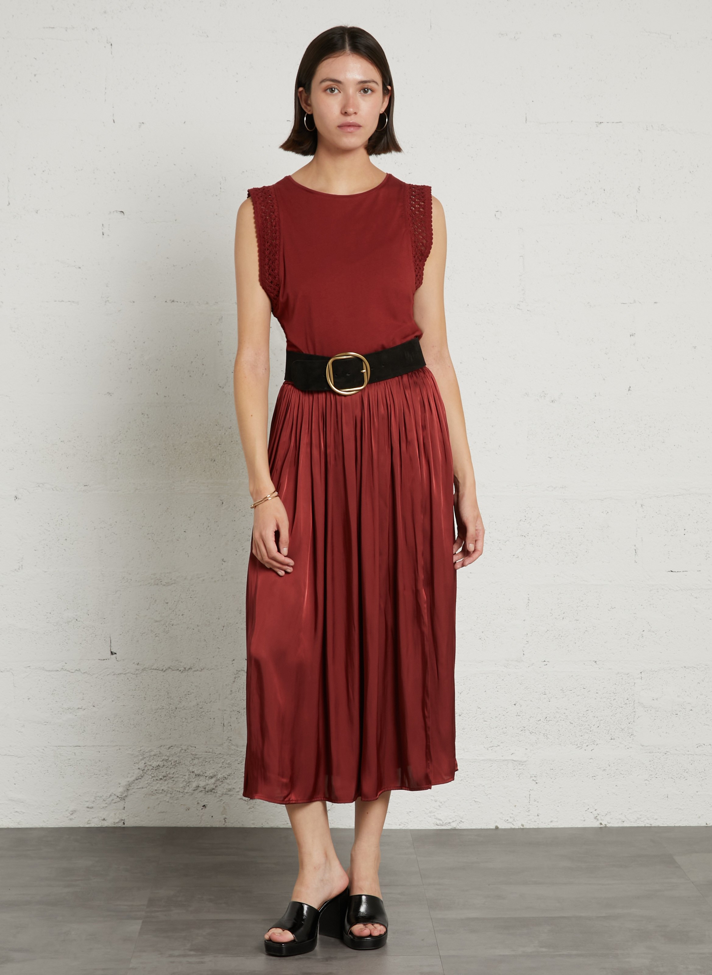 Jupe midi fluide taille haute juliana MAISON 123 Rouge